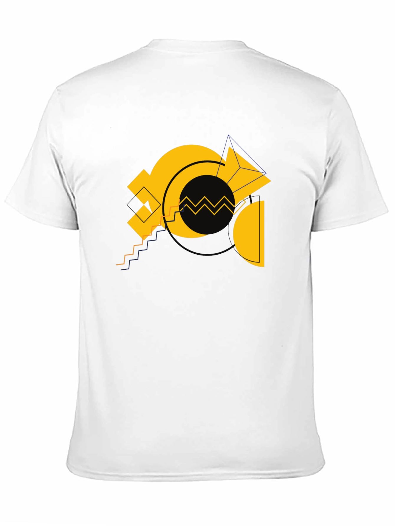 Geometric Gold Design Black Cotton T-Shirt