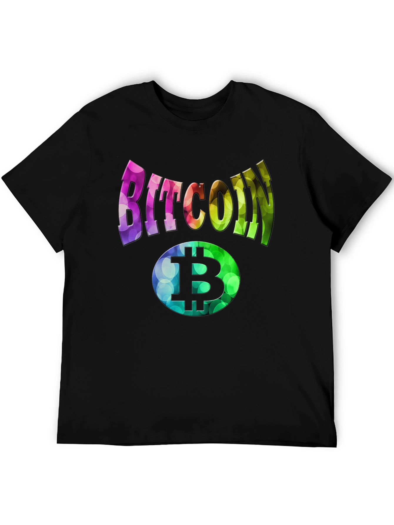 Bitcoin Rainbow Graphic Black T-Shirt