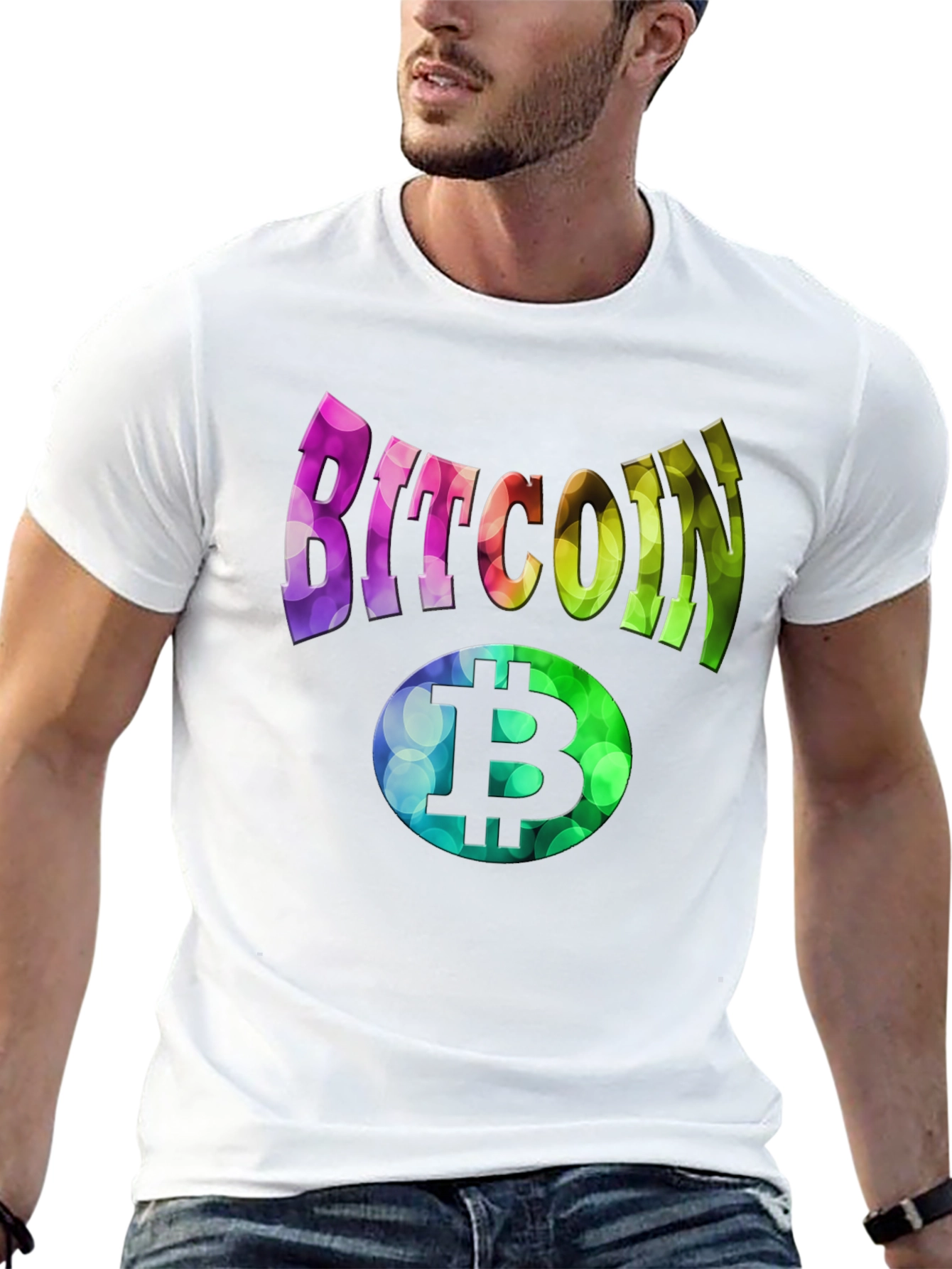 Bitcoin Rainbow Graphic Black T-Shirt