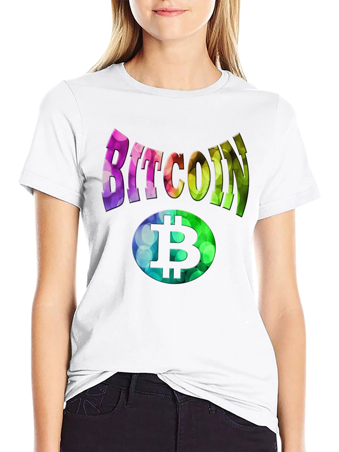 Bitcoin Rainbow Graphic Black T-Shirt
