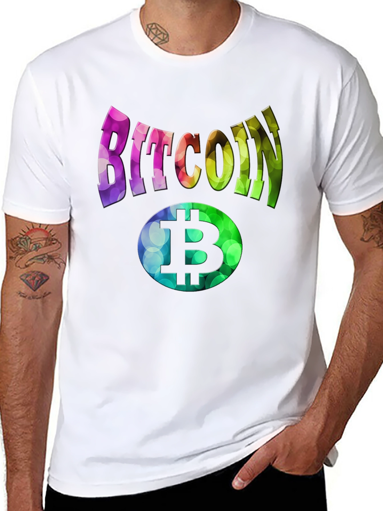 Bitcoin Rainbow Graphic Black T-Shirt