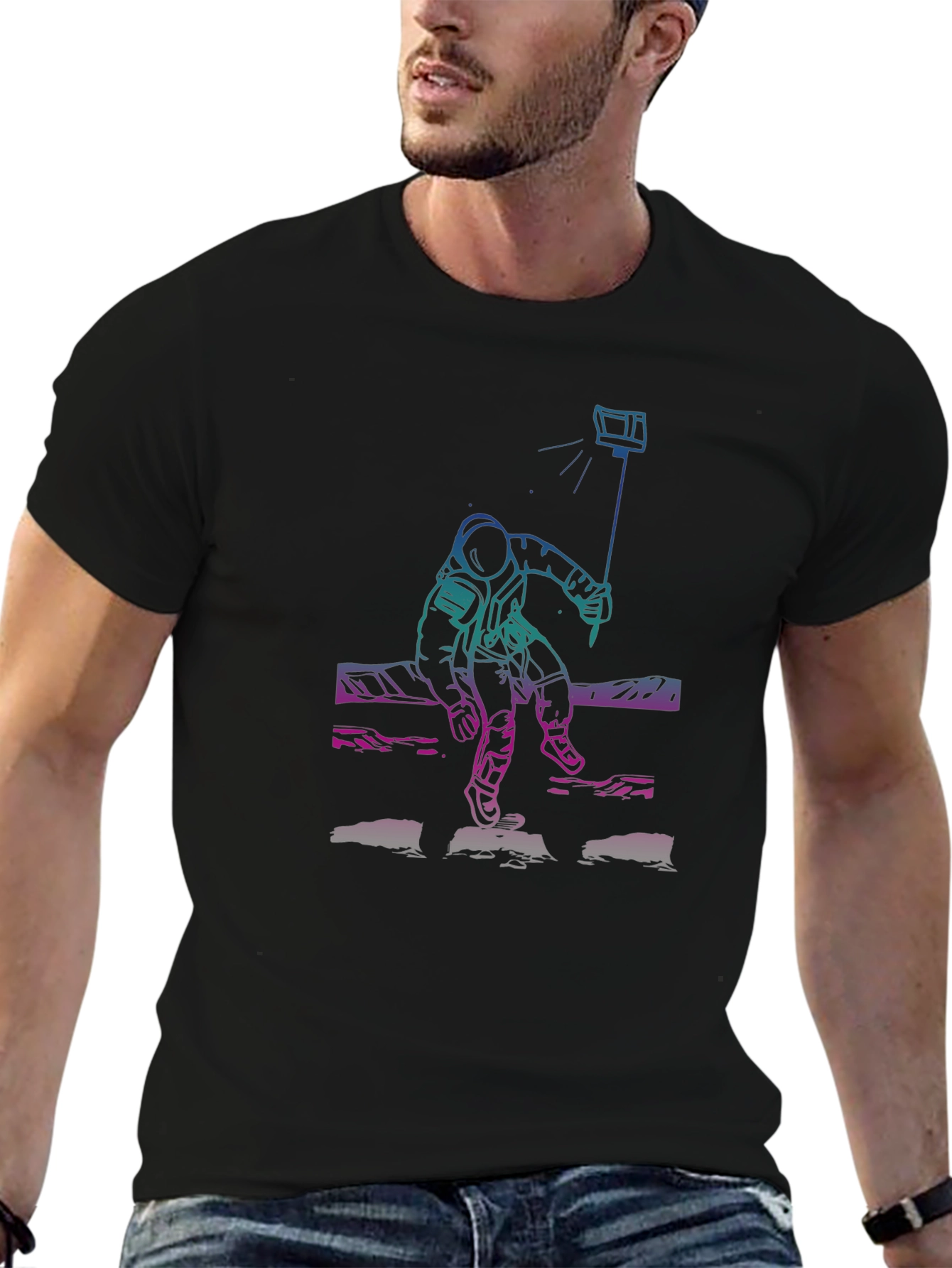 Astronaut Selfie Graphic Tee - Premium Cotton