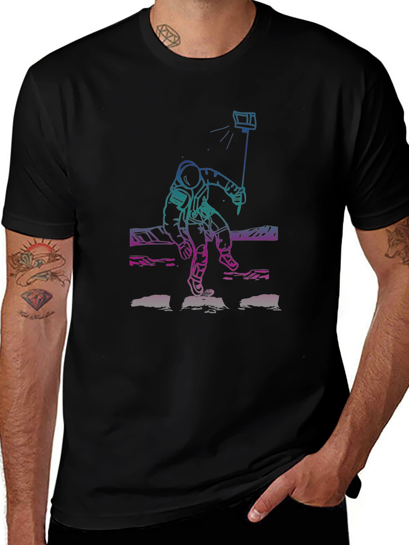 Astronaut Selfie Graphic Tee - Premium Cotton