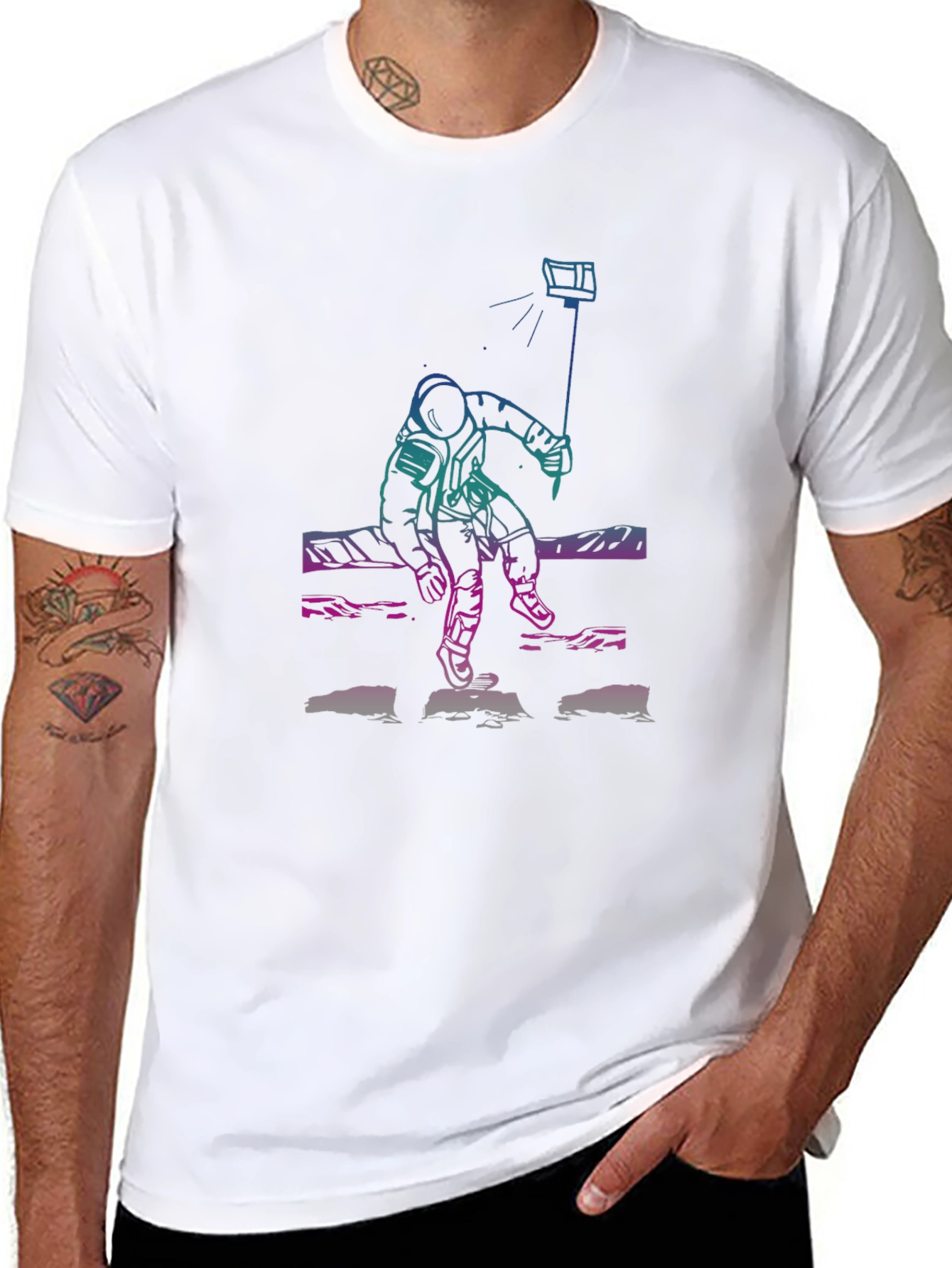 Astronaut Selfie Graphic Tee - Premium Cotton