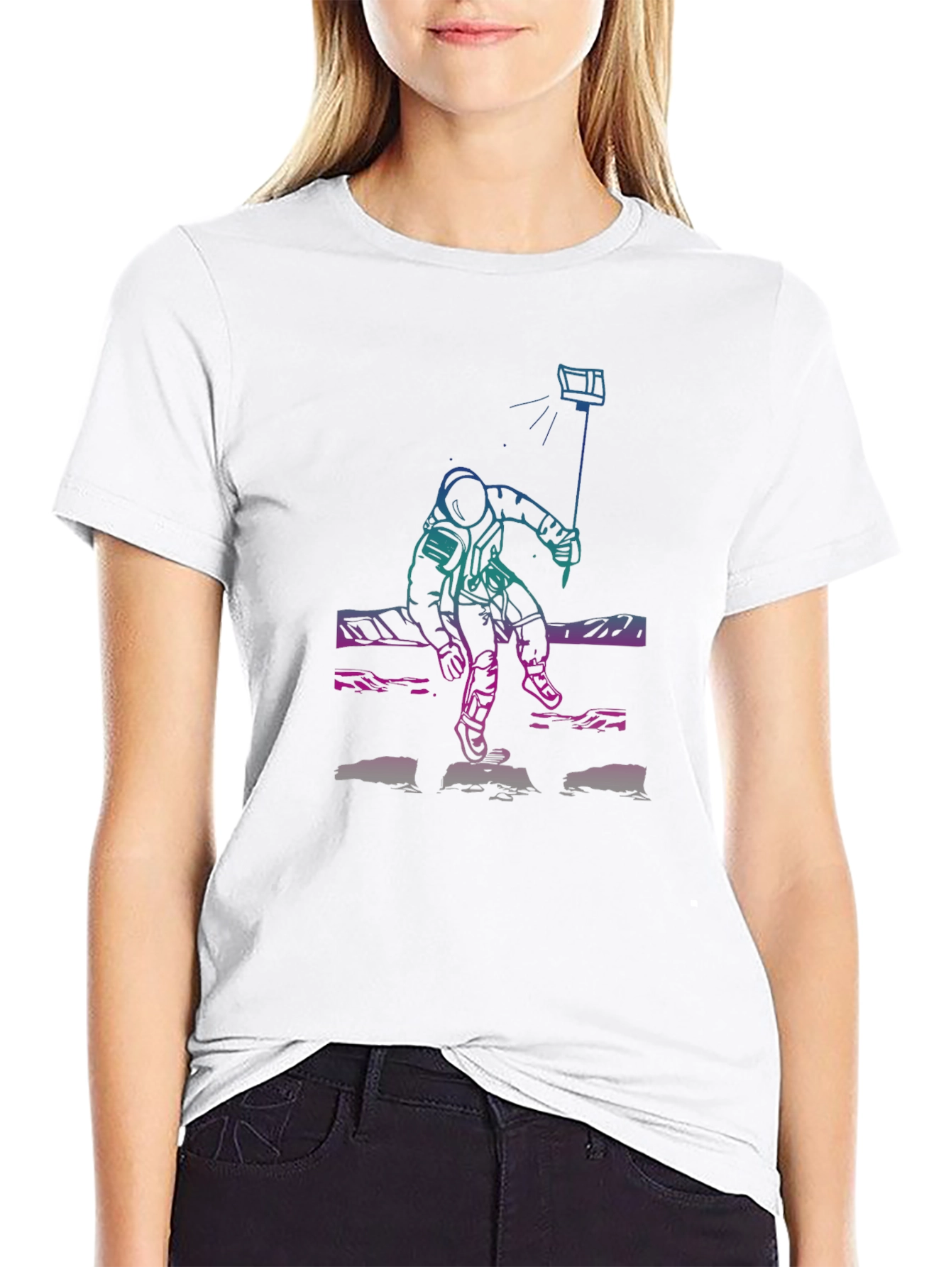 Astronaut Selfie Graphic Tee - Premium Cotton