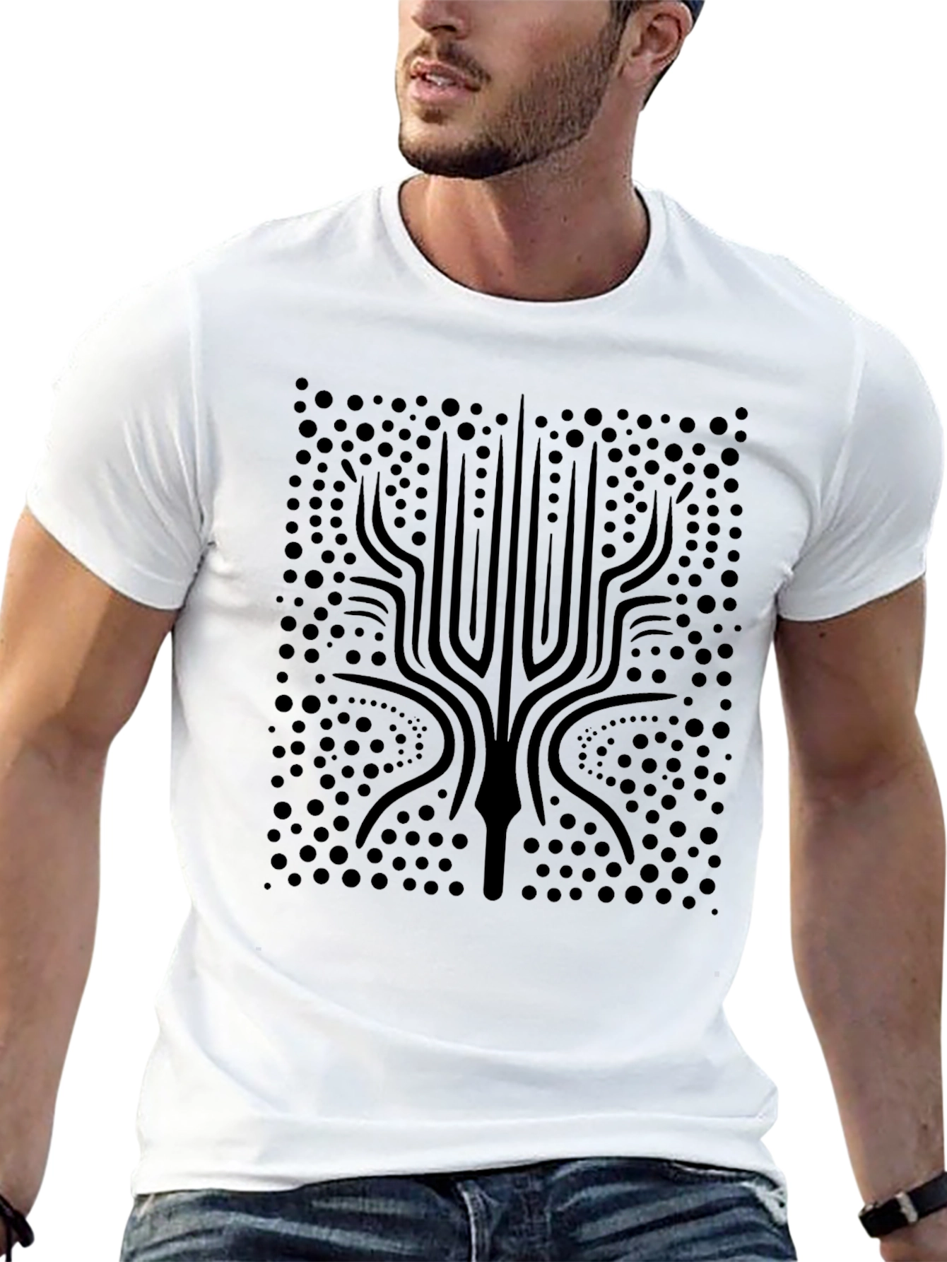 Abstract Trident Graphic Tee - Mens Black T-Shirt