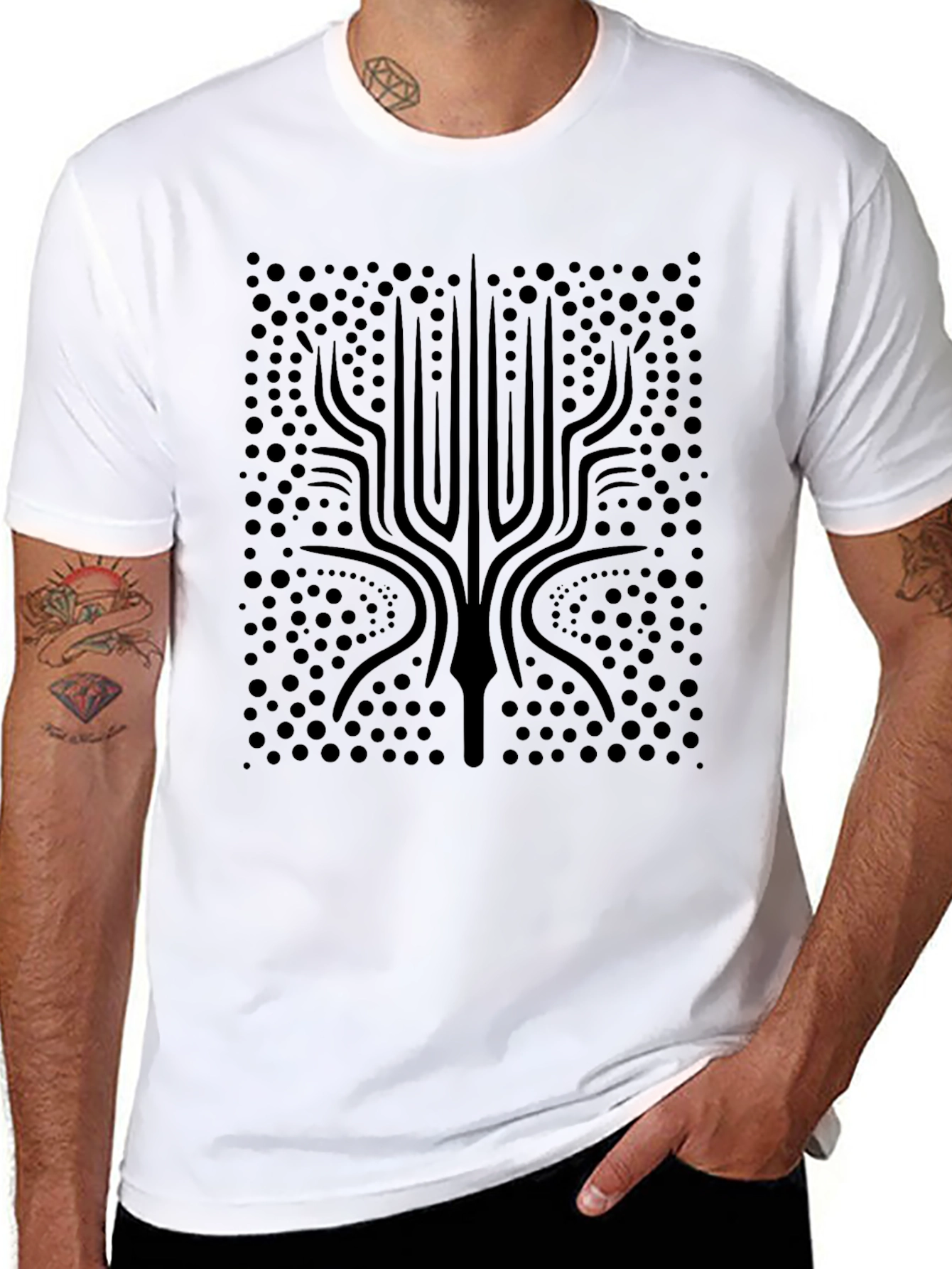 Abstract Trident Graphic Tee - Mens Black T-Shirt