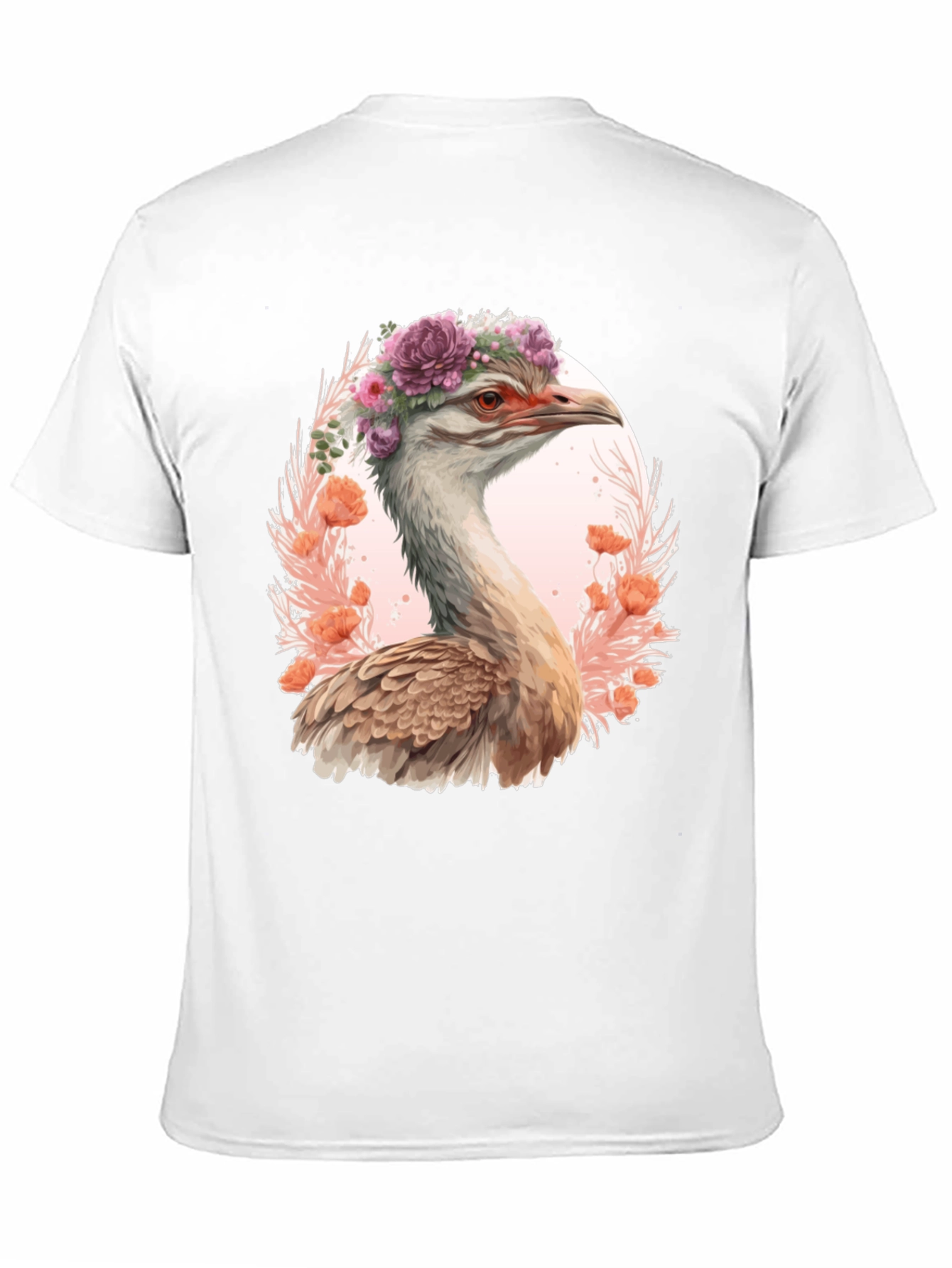 Floral Ostrich Graphic T-Shirt - Unique Bird Tee