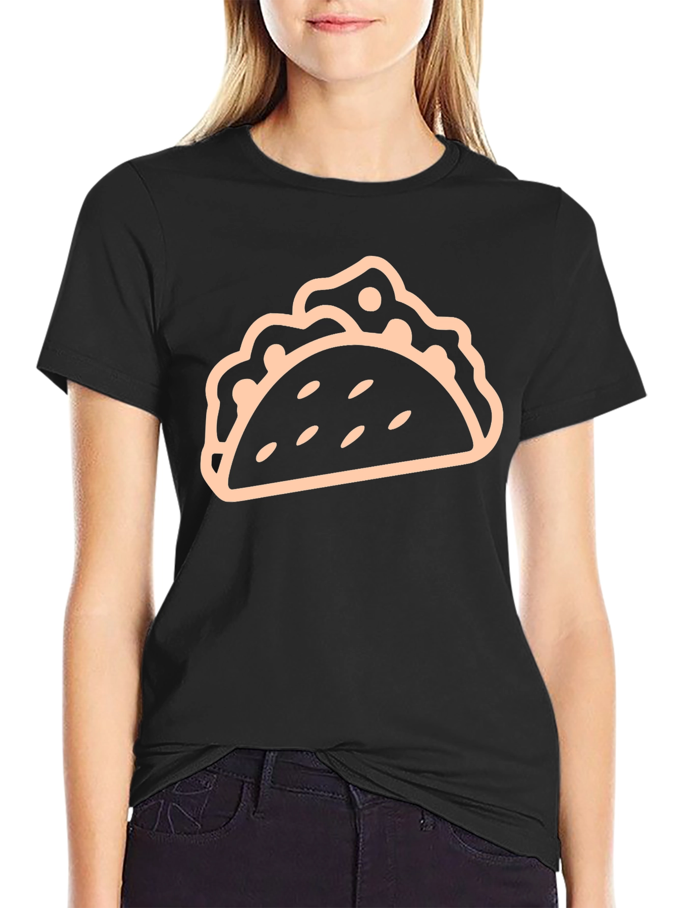 Taco Graphic Tee - Black Cotton Blend T-Shirt