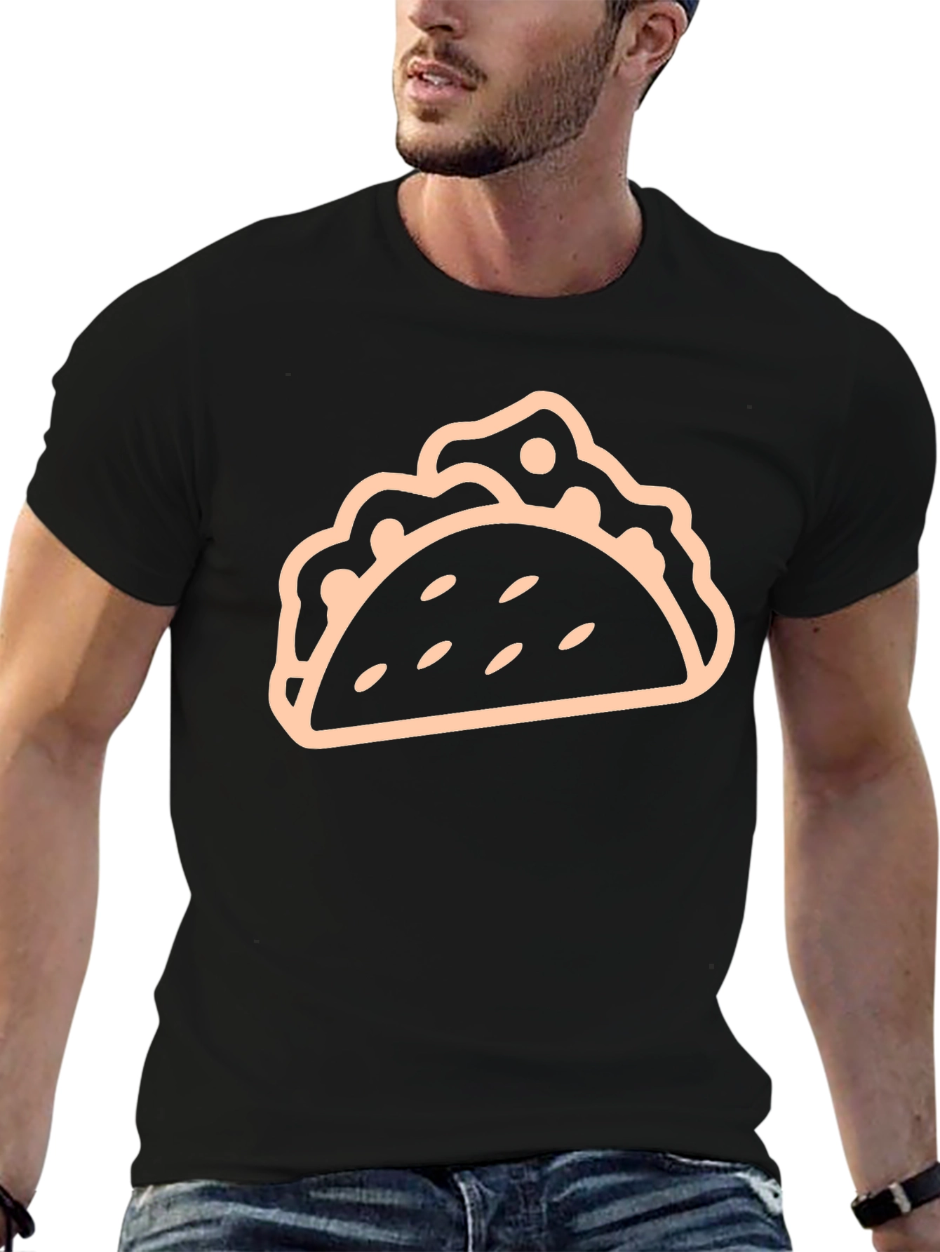Taco Graphic Tee - Black Cotton Blend T-Shirt