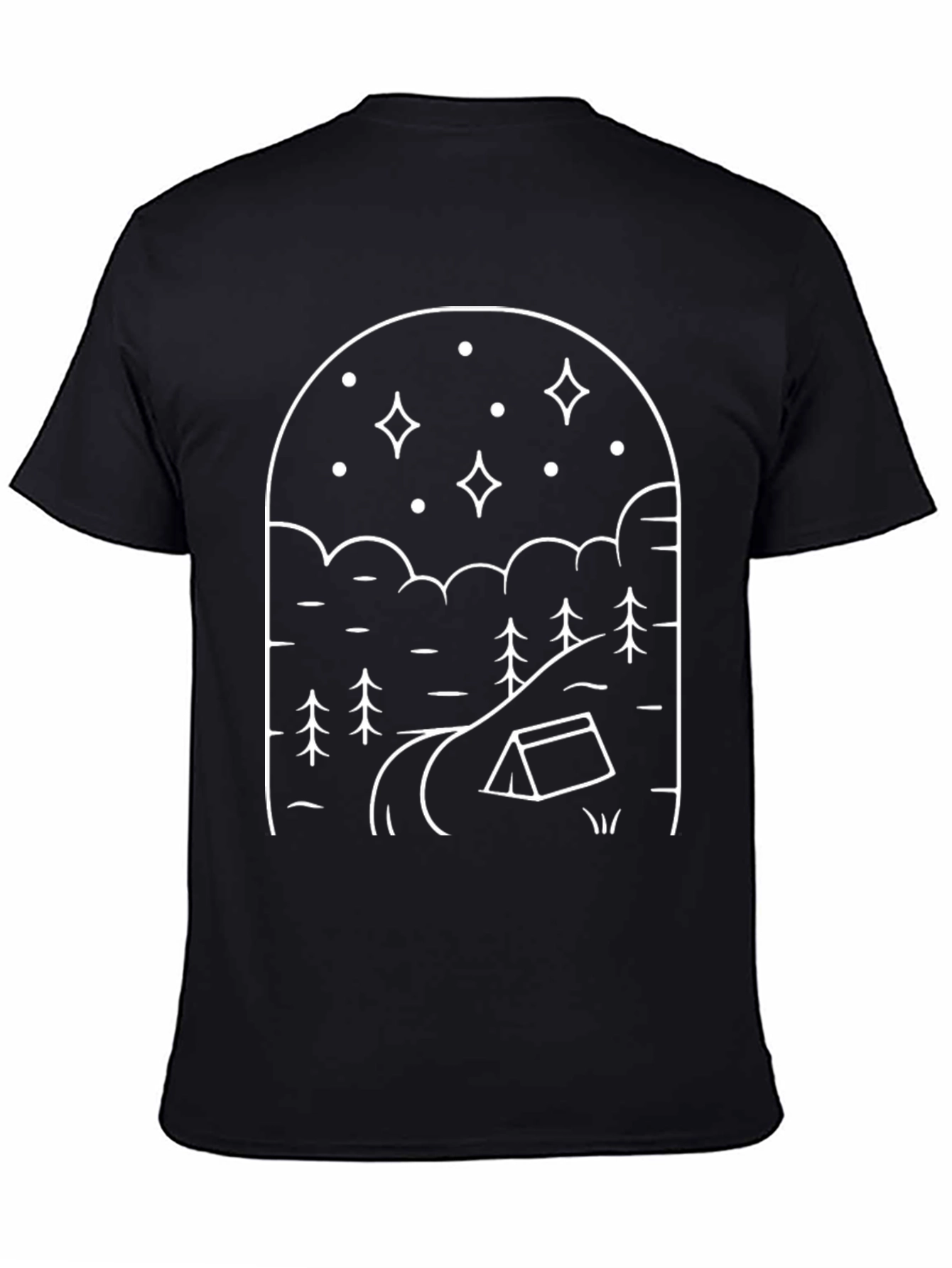 Camping Scene Graphic Tee - Black
