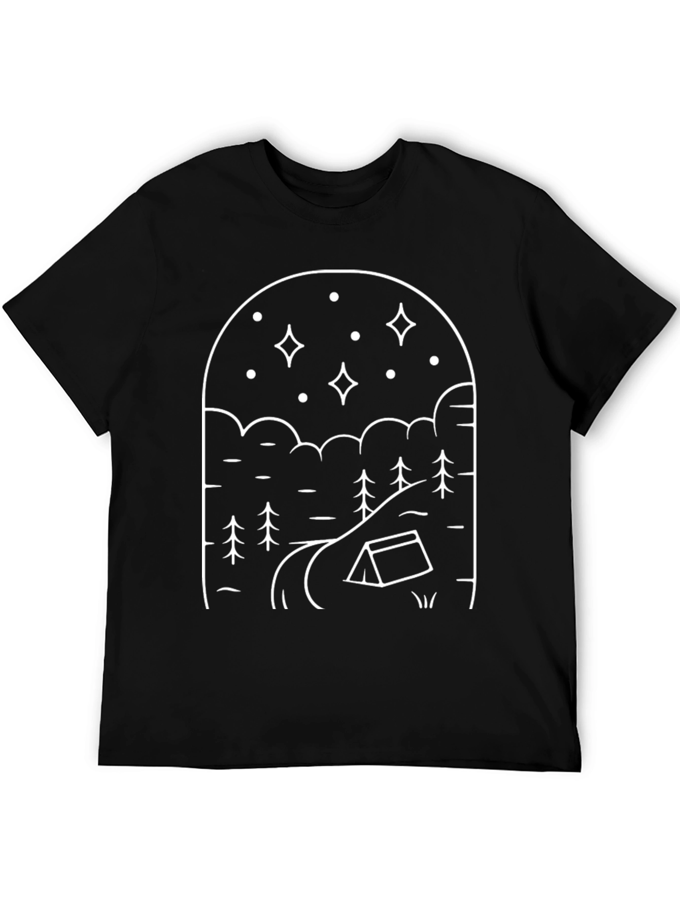 Camping Scene Graphic Tee - Black