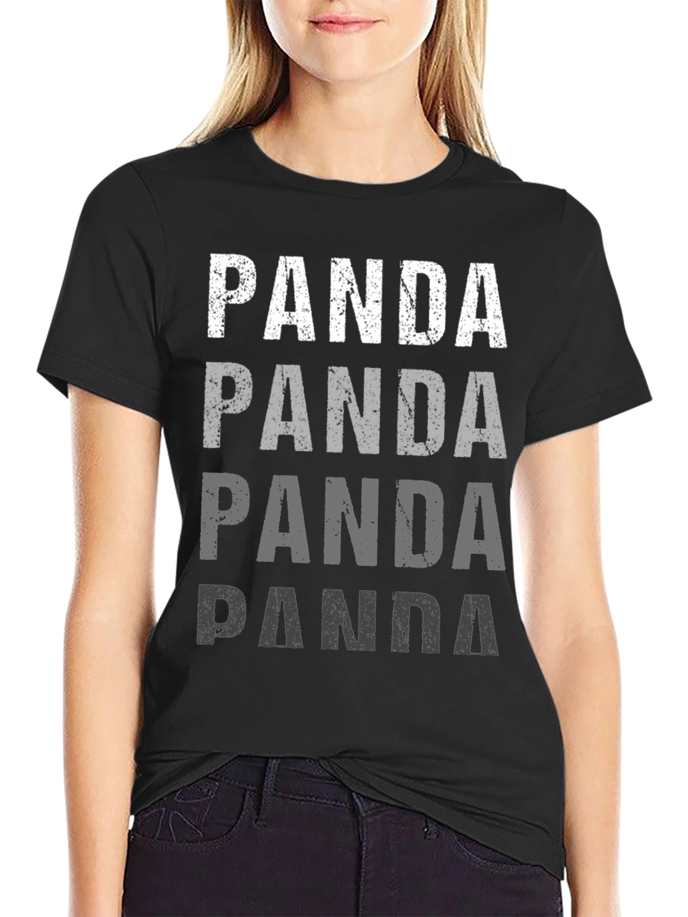 Panda Print Black Graphic Tee