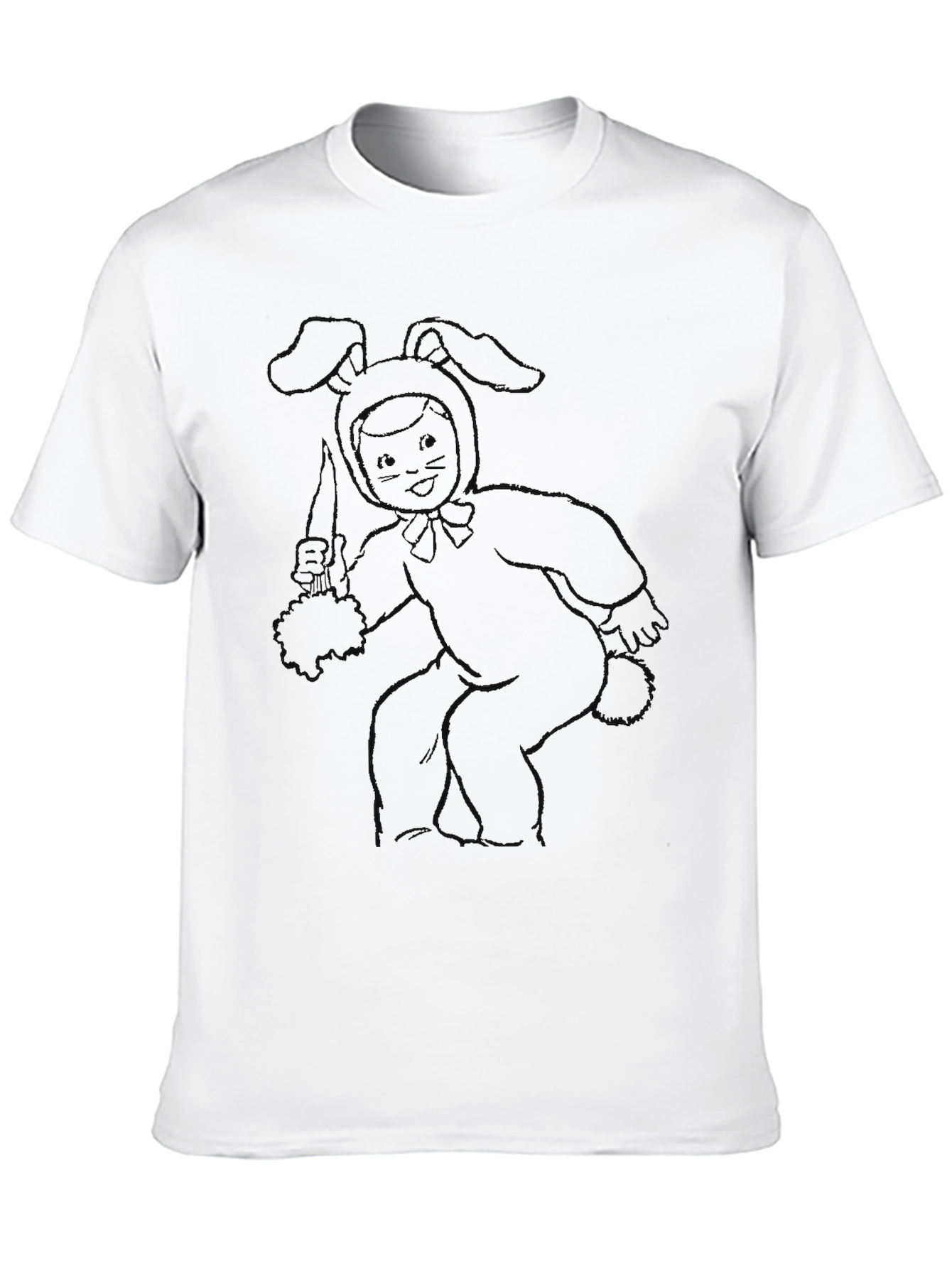 Black T-Shirt with Bunny Costume Graphic