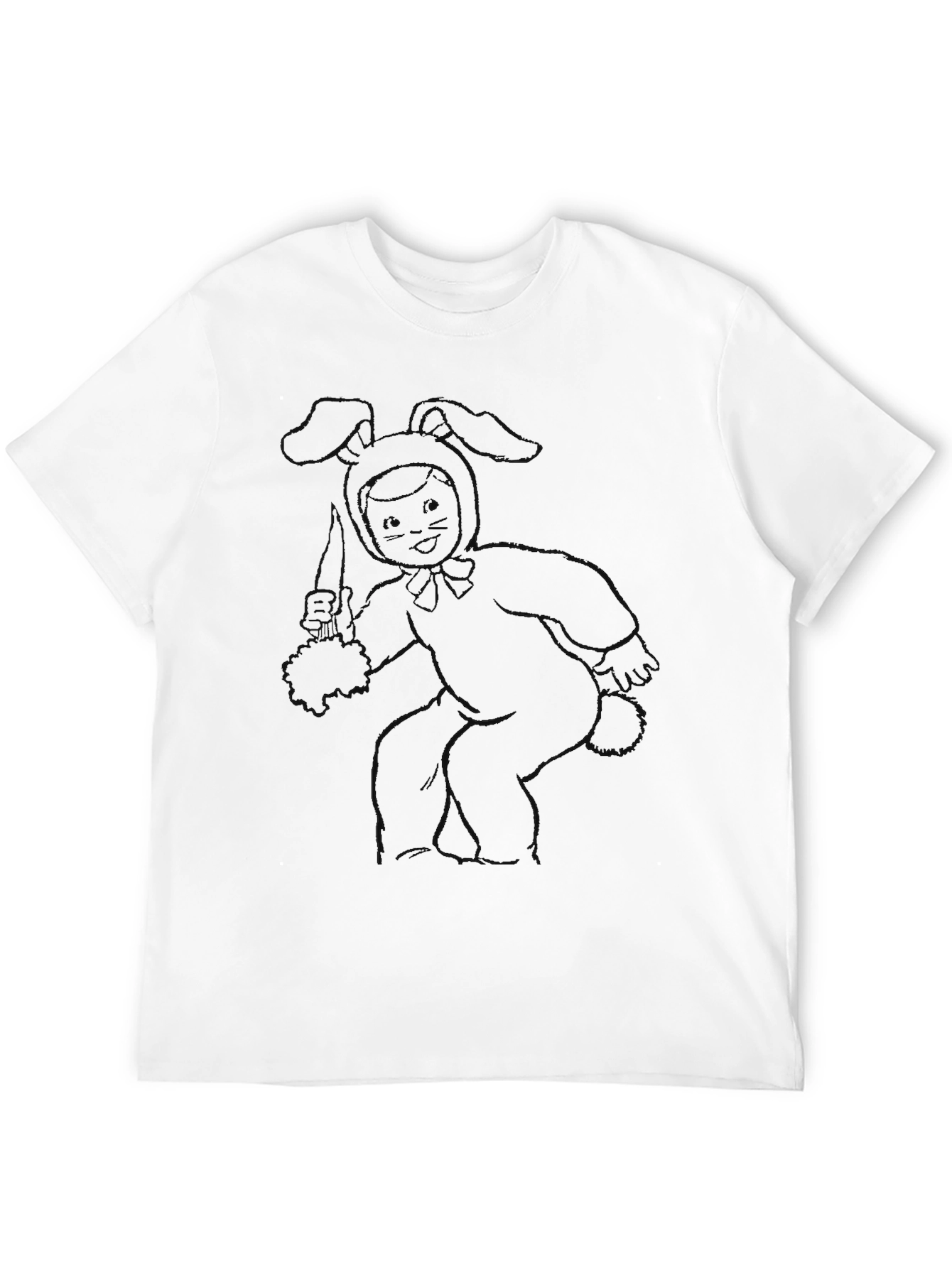 Black T-Shirt with Bunny Costume Graphic