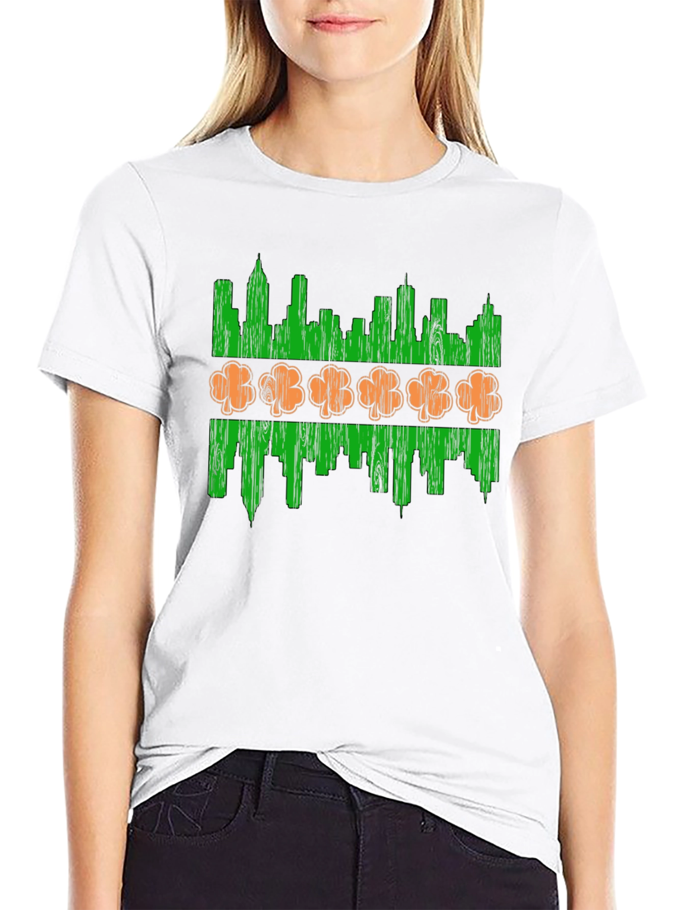 St. Patricks Day Chicago Skyline Shamrock T-Shirt