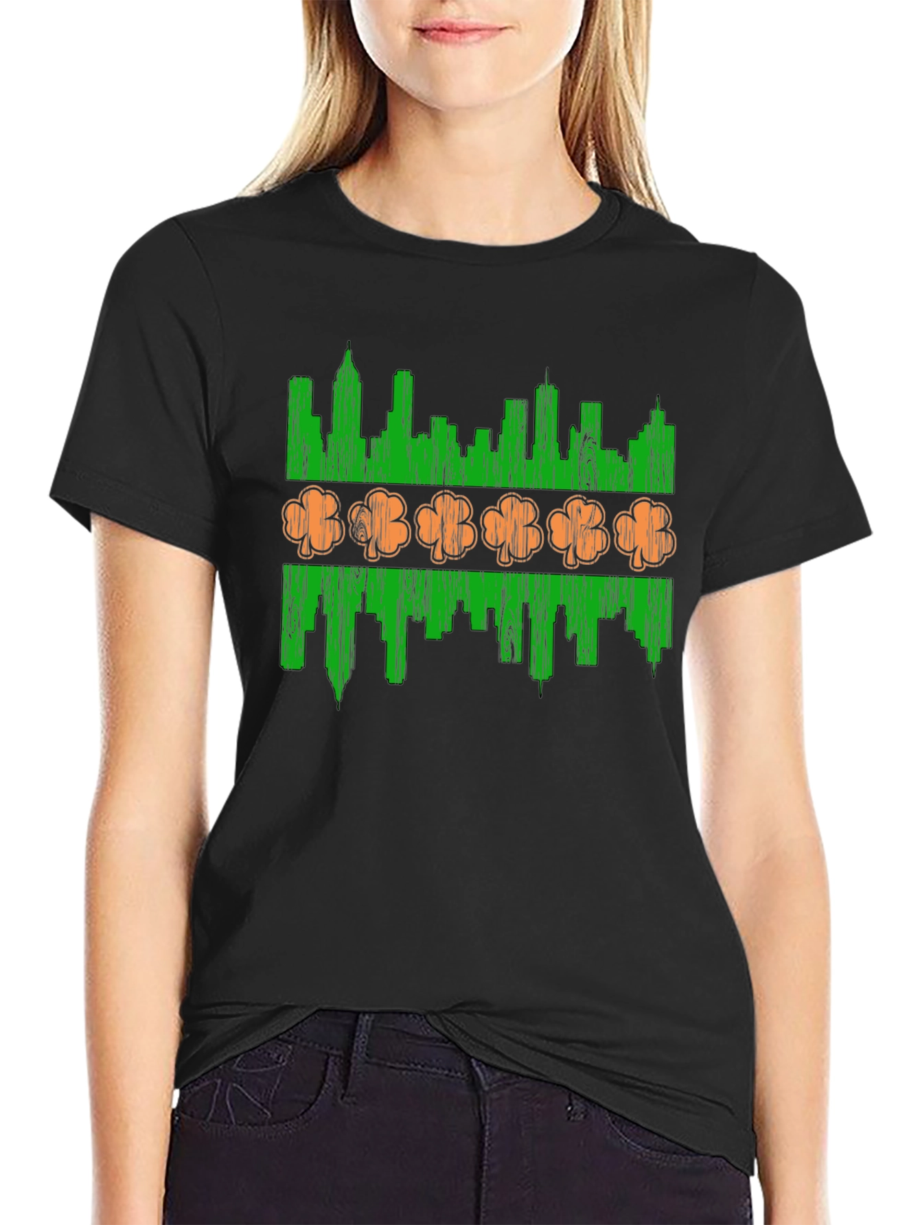 St. Patricks Day Chicago Skyline Shamrock T-Shirt