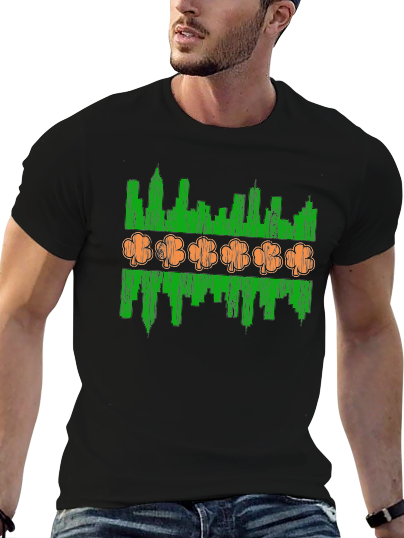 St. Patricks Day Chicago Skyline Shamrock T-Shirt