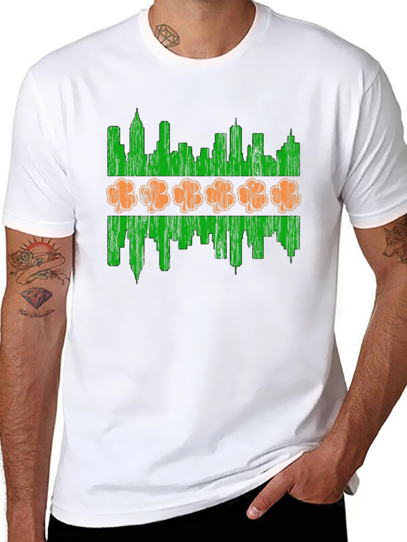 St. Patricks Day Chicago Skyline Shamrock T-Shirt