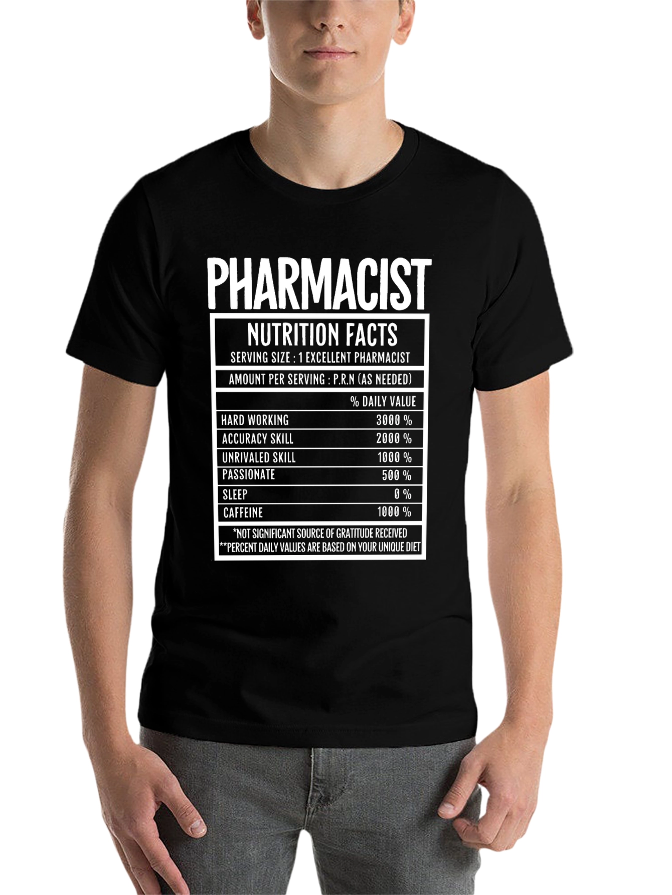 Pharmacist Nutrition Facts T-Shirt Funny Pharmacy Tee