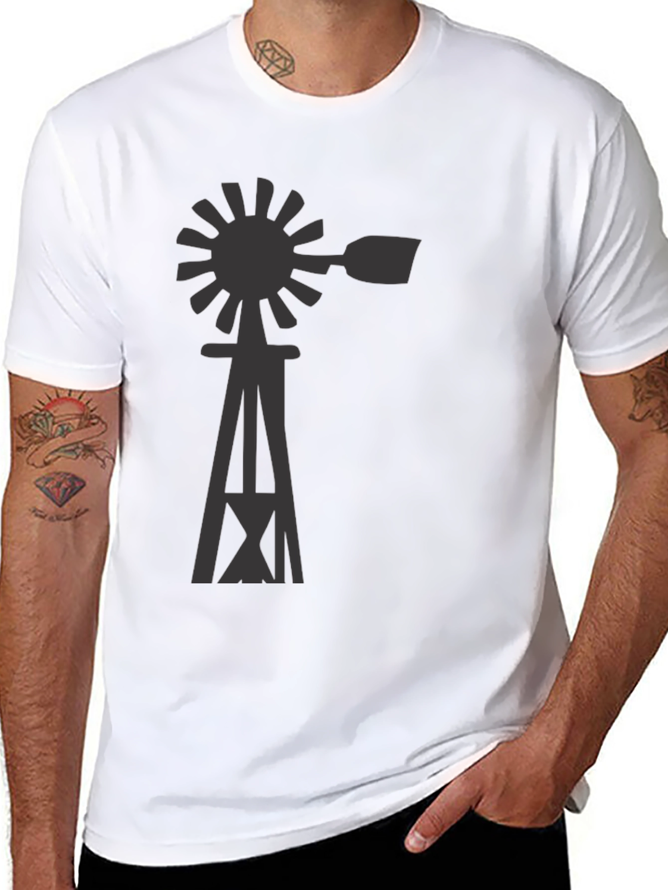 Windmill Graphic Tee - Black Cotton Blend