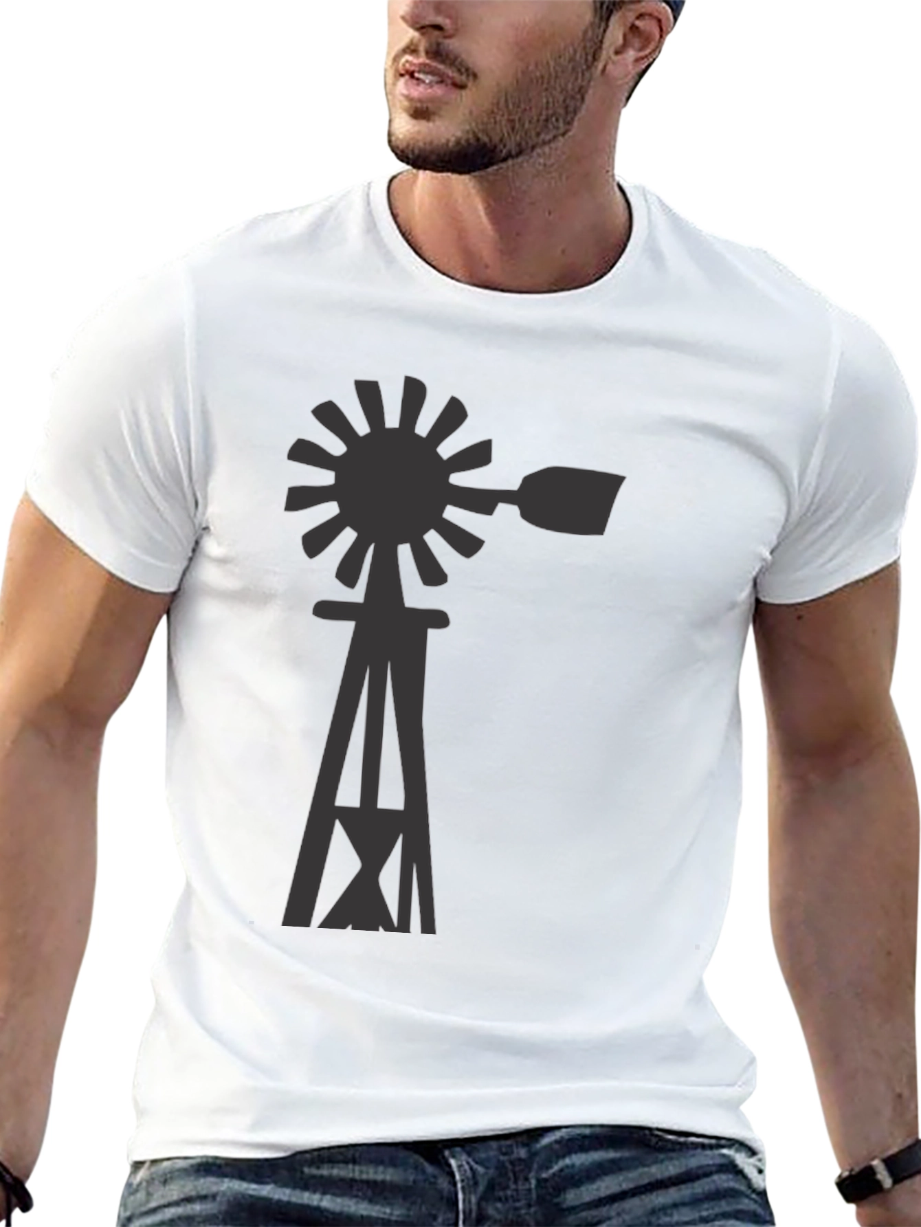 Windmill Graphic Tee - Black Cotton Blend