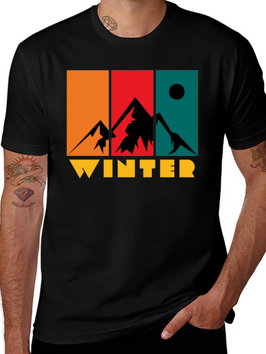 Winter Mountain Graphic Tee - Retro Style