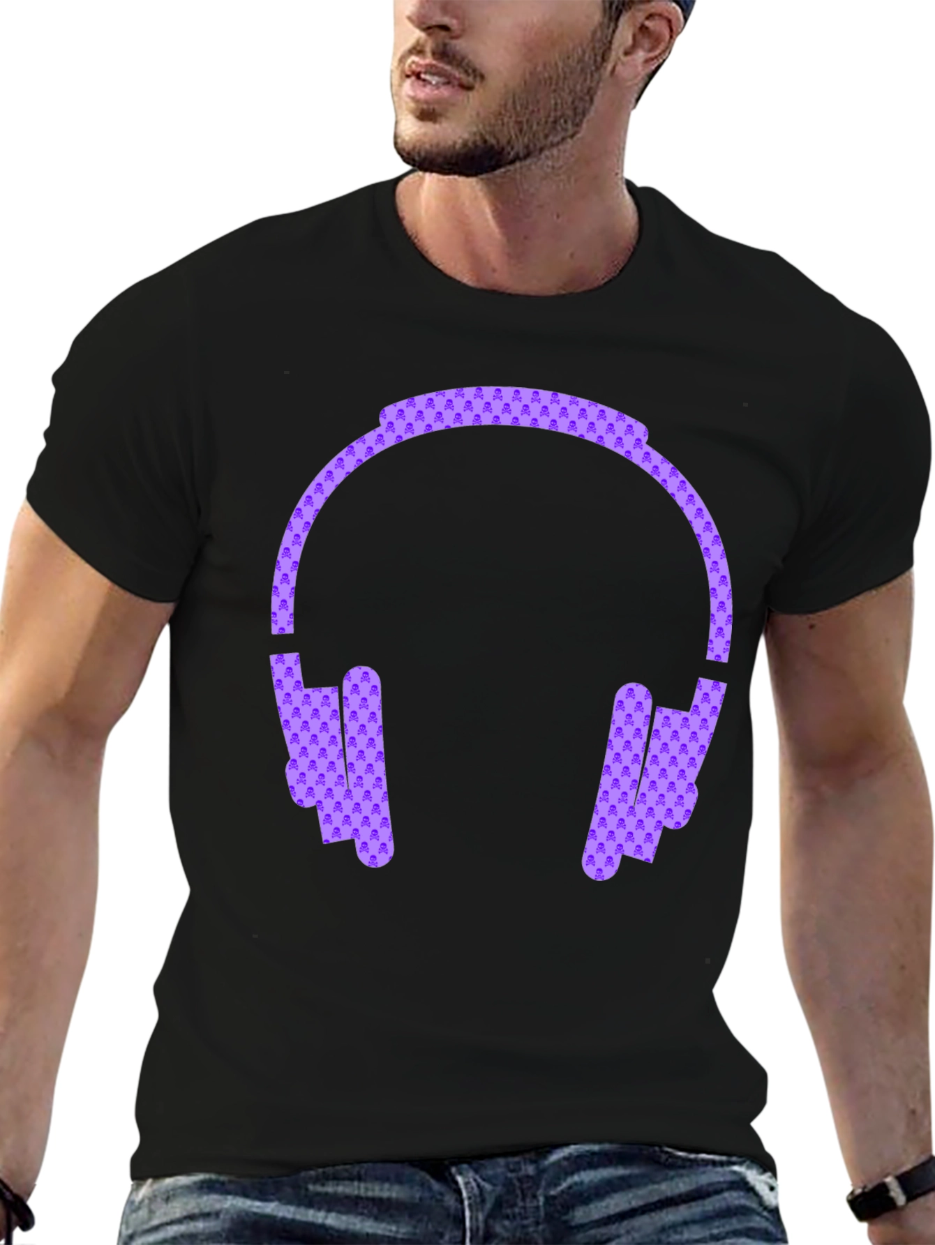 Headphone Graphic Black Tee