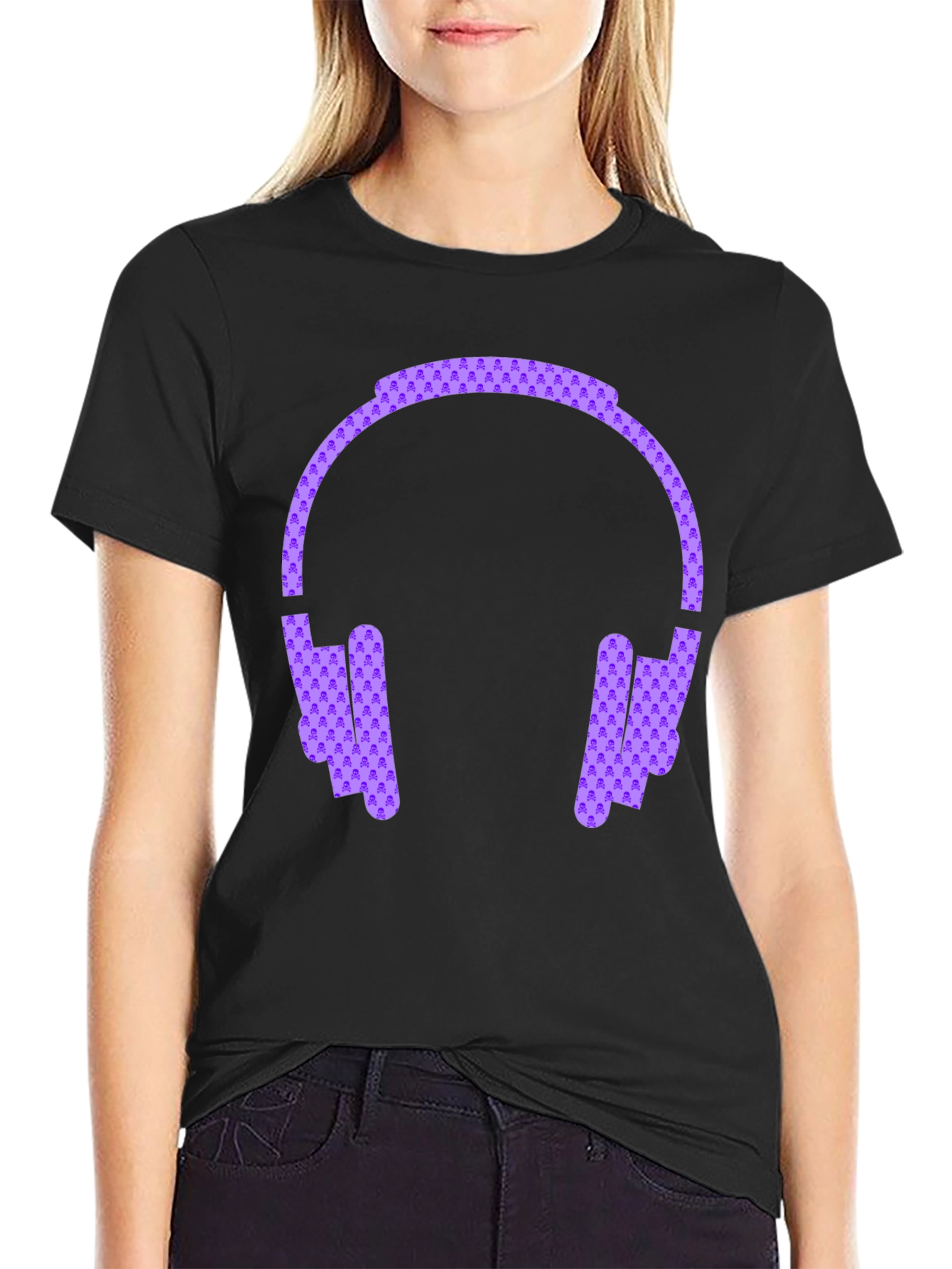 Headphone Graphic Black Tee