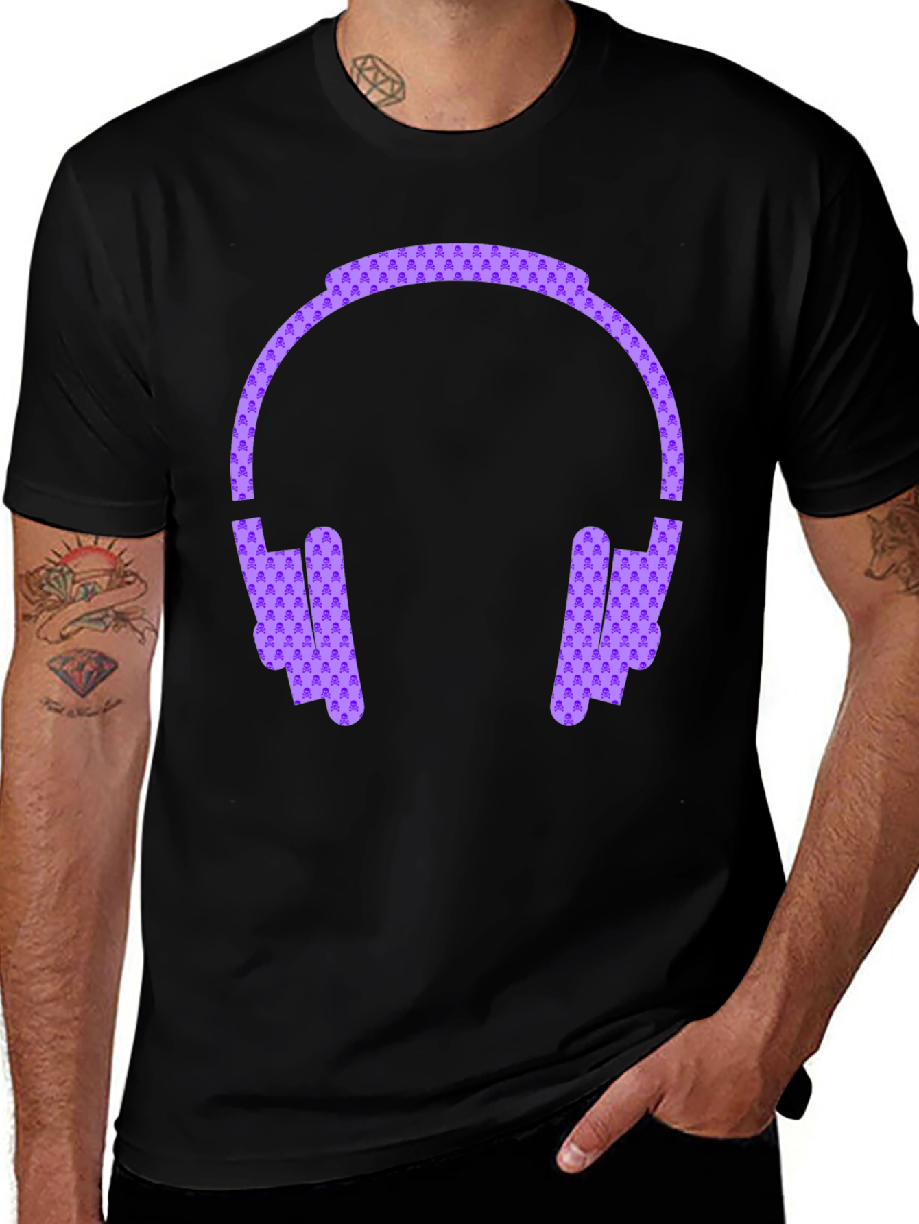 Headphone Graphic Black Tee