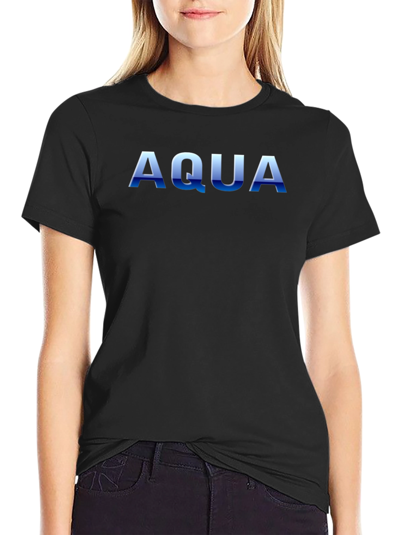 AQUA Graphic Print Mens Black T-Shirt