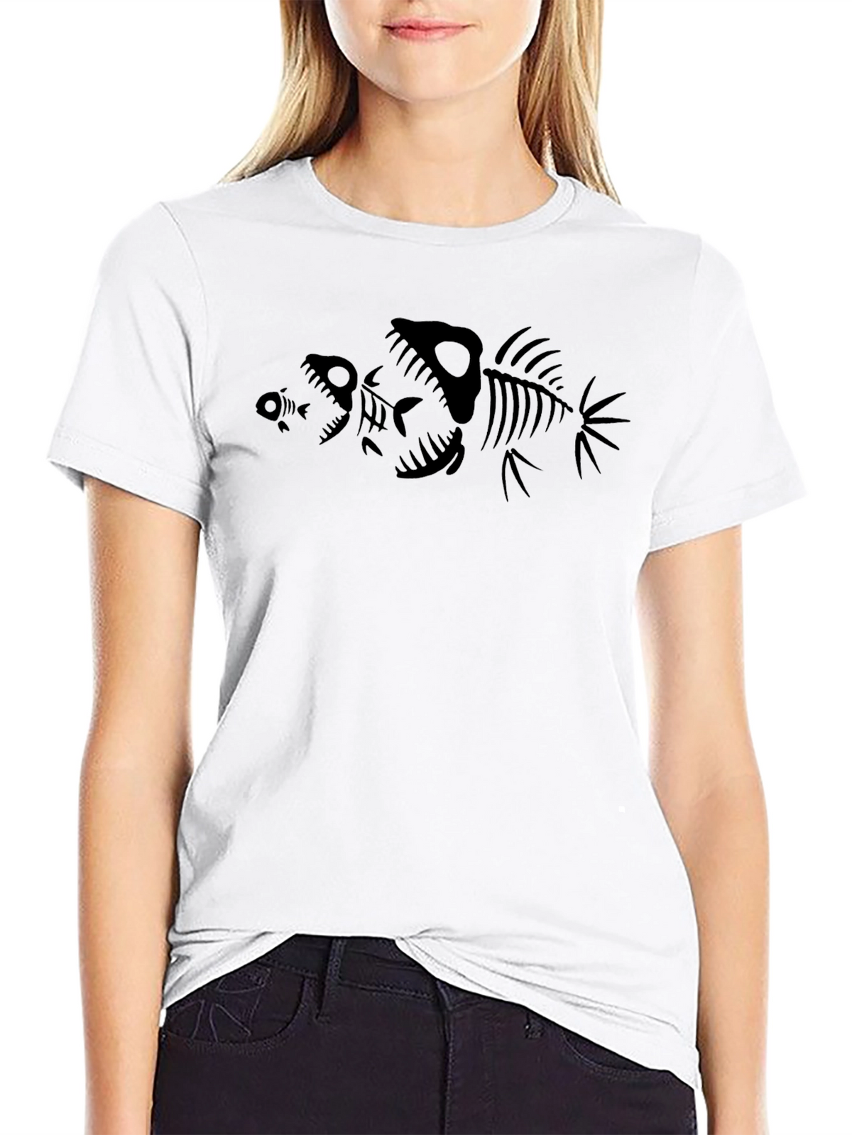 Black Fish Skeleton Graphic Tee