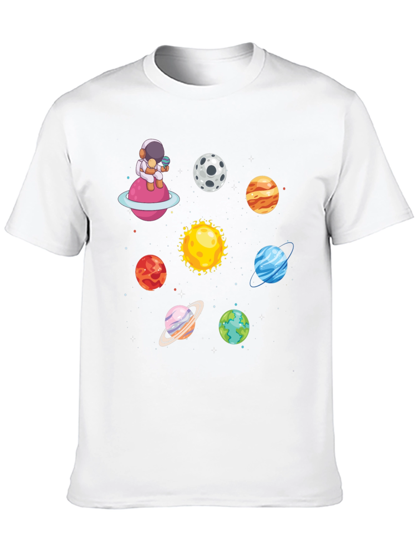 Astronaut & Planets Graphic Tee - Space Lovers T-Shirt