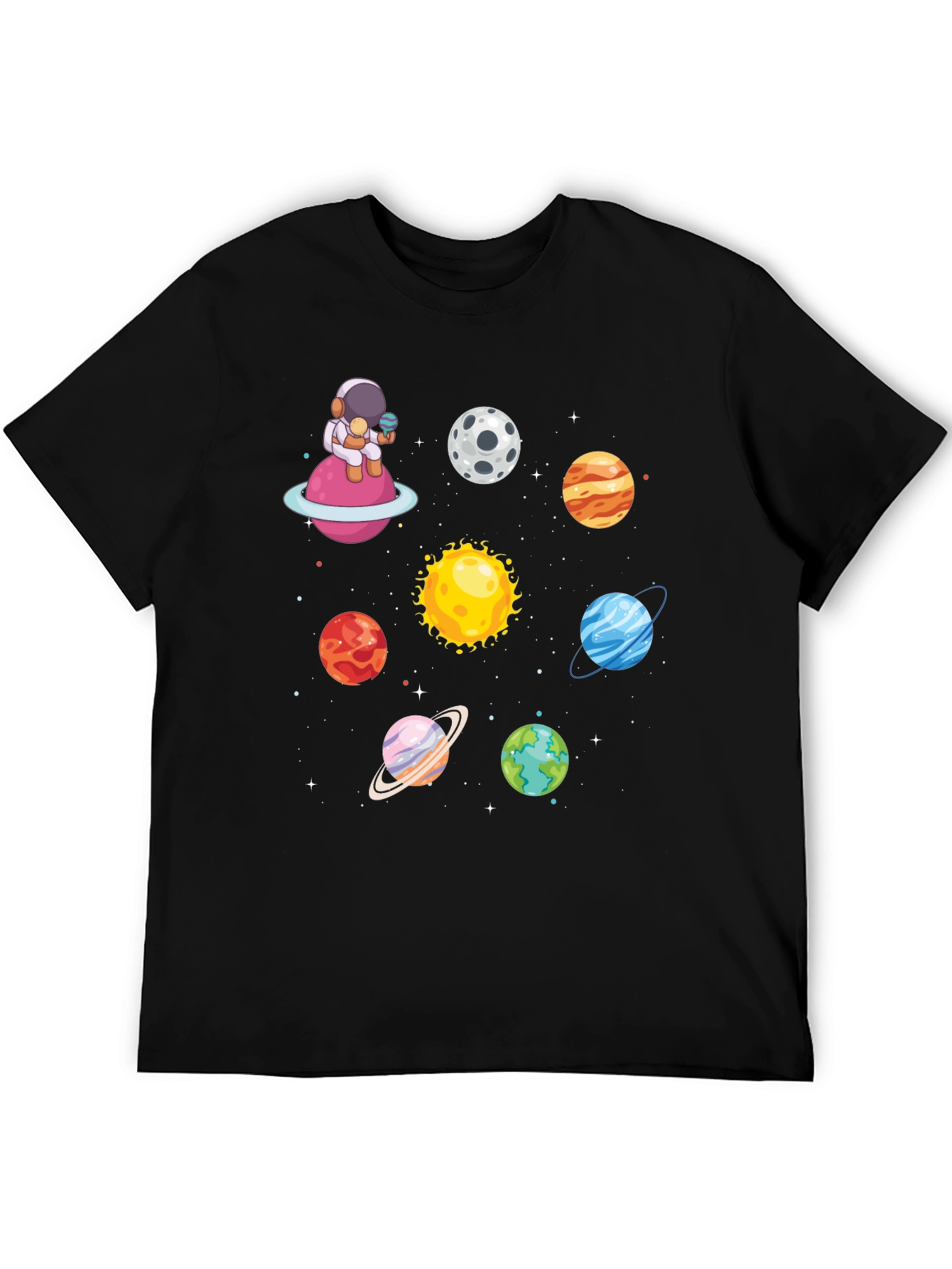 Astronaut & Planets Graphic Tee - Space Lovers T-Shirt