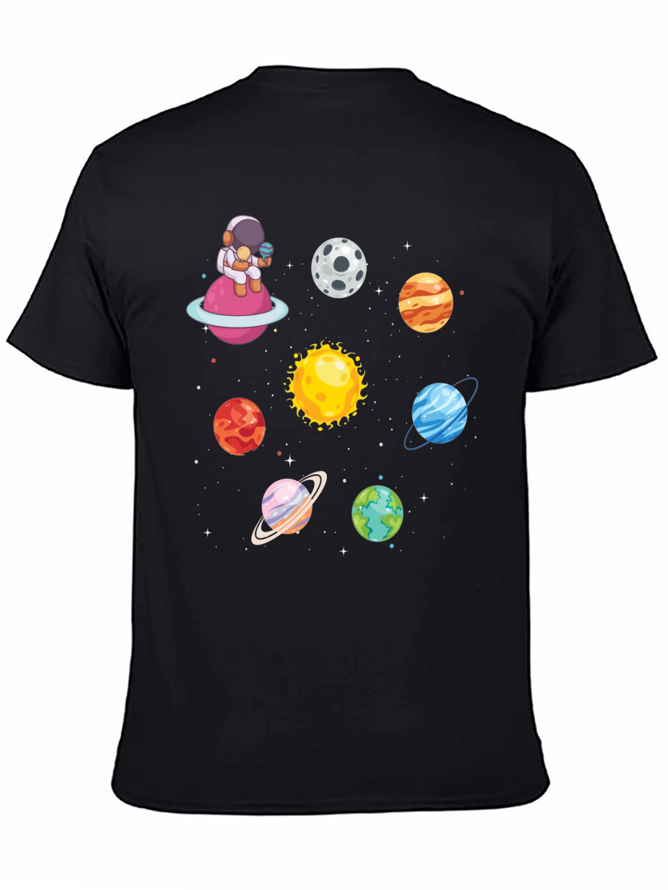 Astronaut & Planets Graphic Tee - Space Lovers T-Shirt