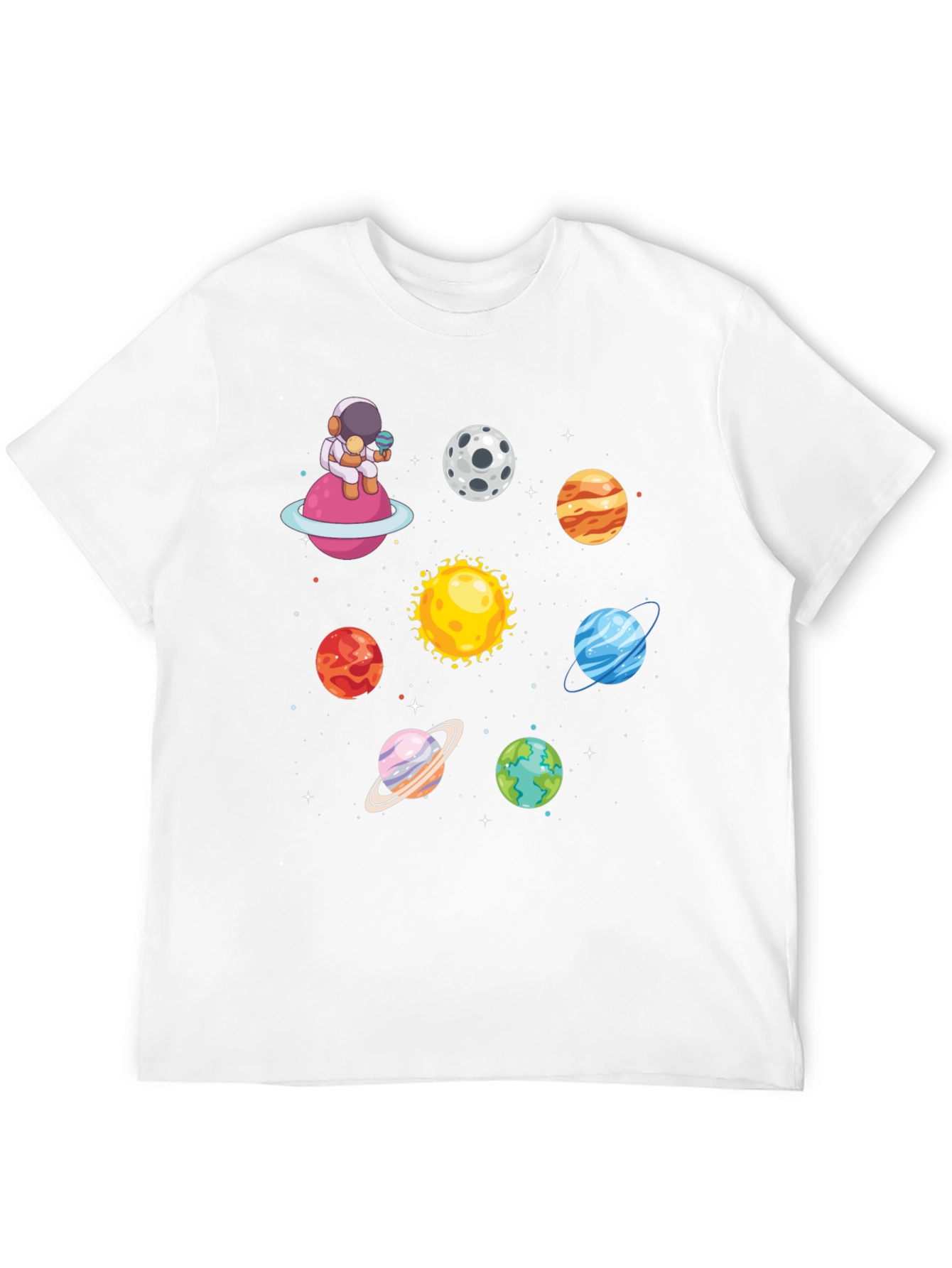 Astronaut & Planets Graphic Tee - Space Lovers T-Shirt