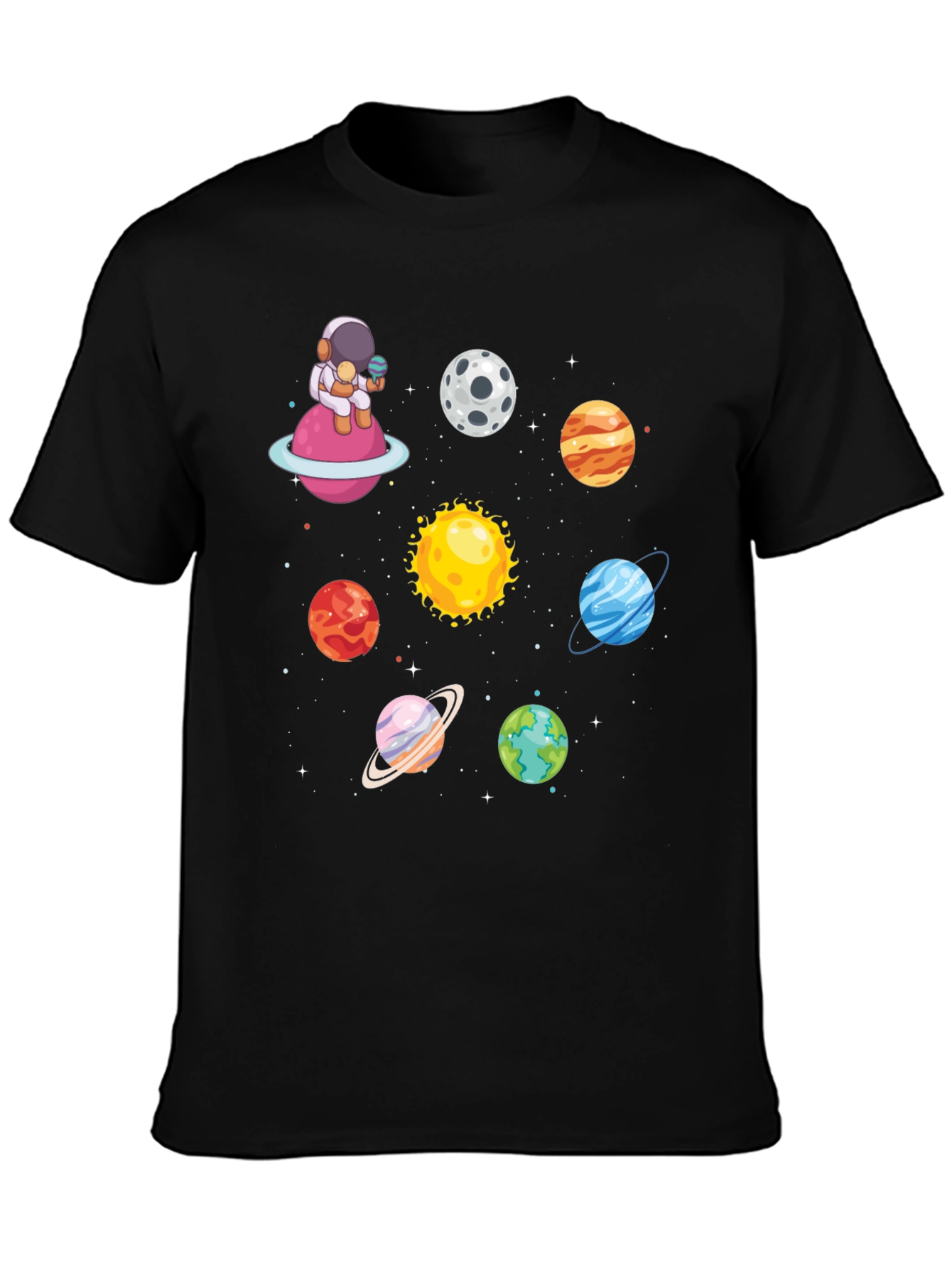 Astronaut & Planets Graphic Tee - Space Lovers T-Shirt