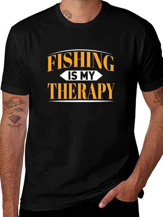 Fishing is My Therapy Black T-Shirt
