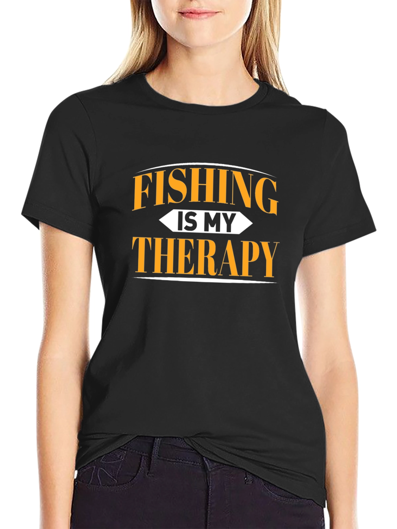 Fishing is My Therapy Black T-Shirt