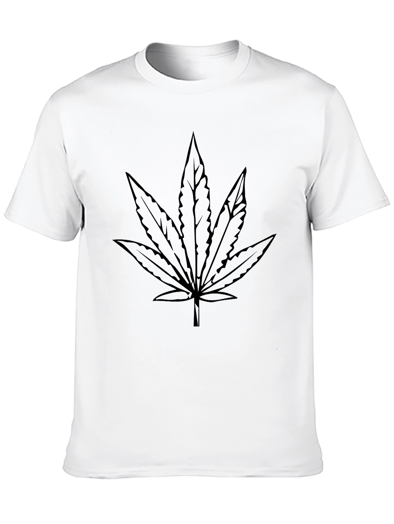 Black Marijuana Leaf Graphic T-Shirt
