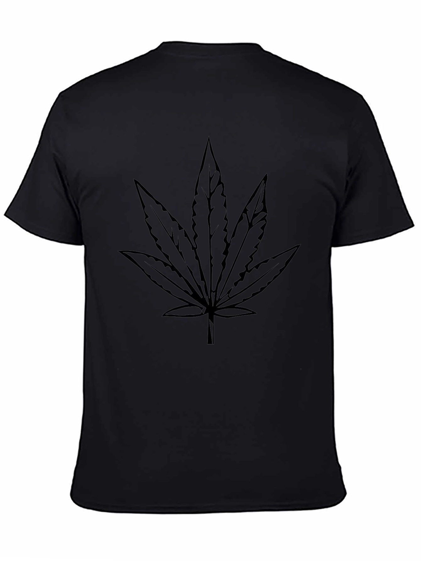 Black Marijuana Leaf Graphic T-Shirt