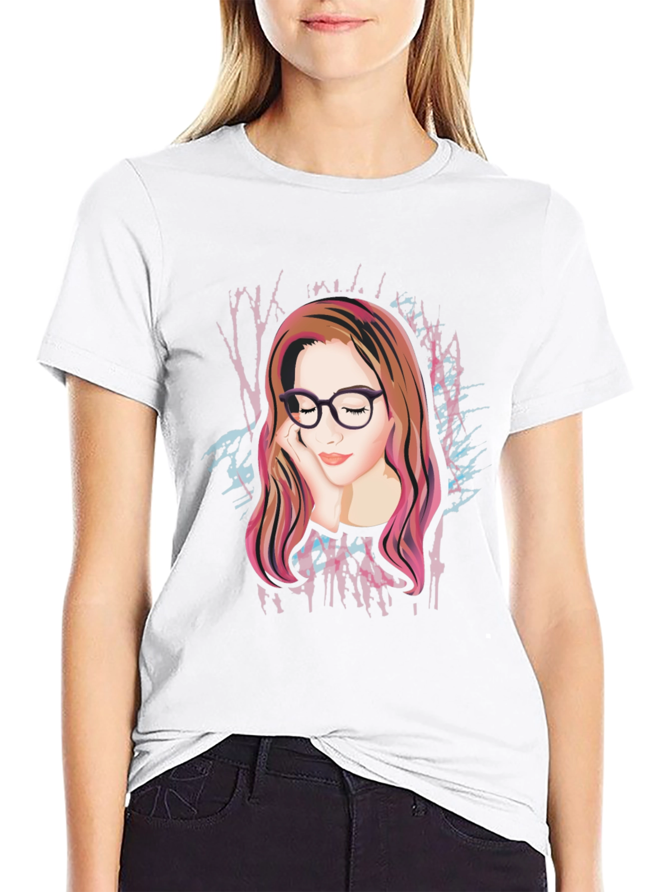 Artistic Woman Graphic Black Tee