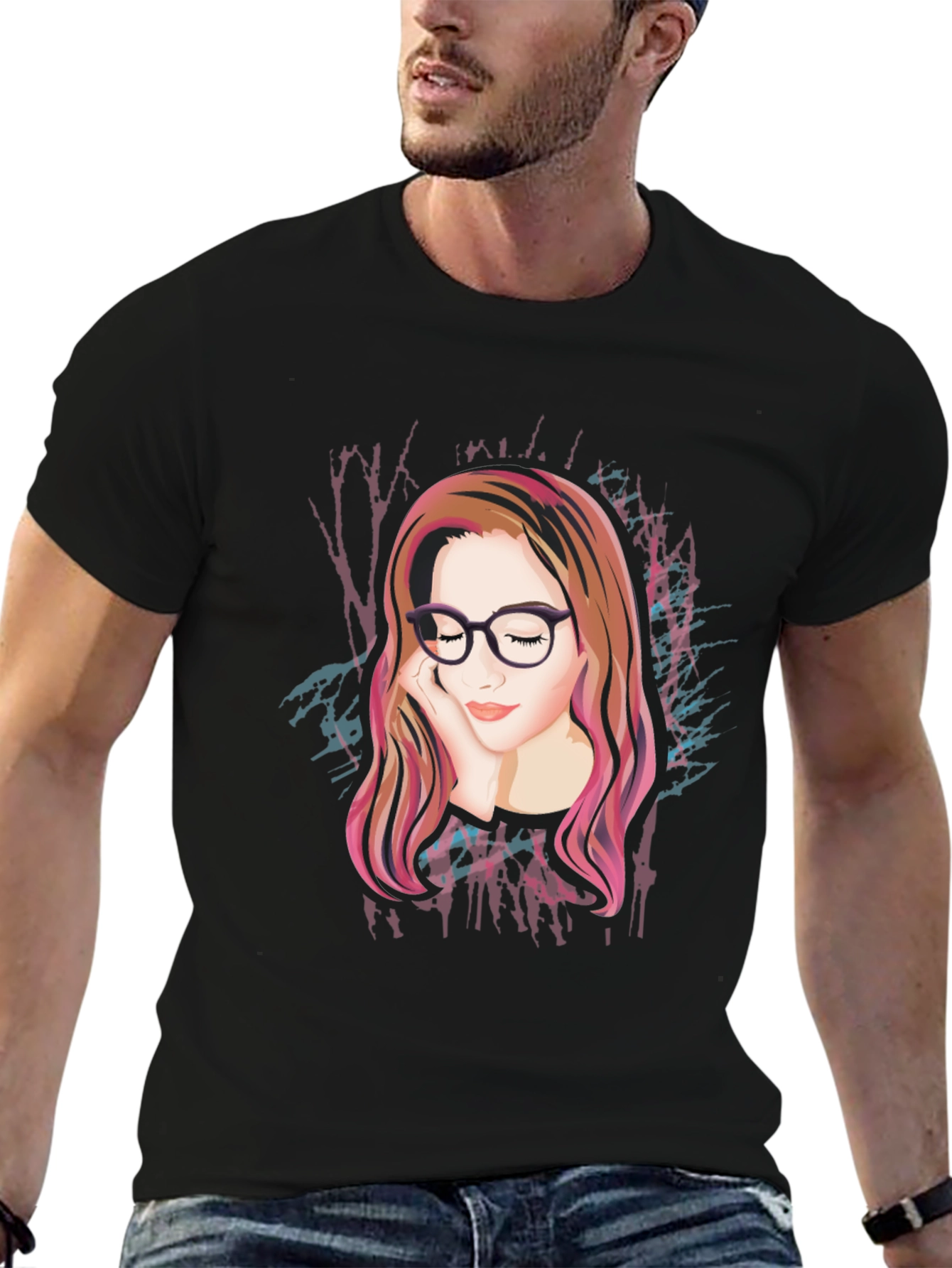 Artistic Woman Graphic Black Tee