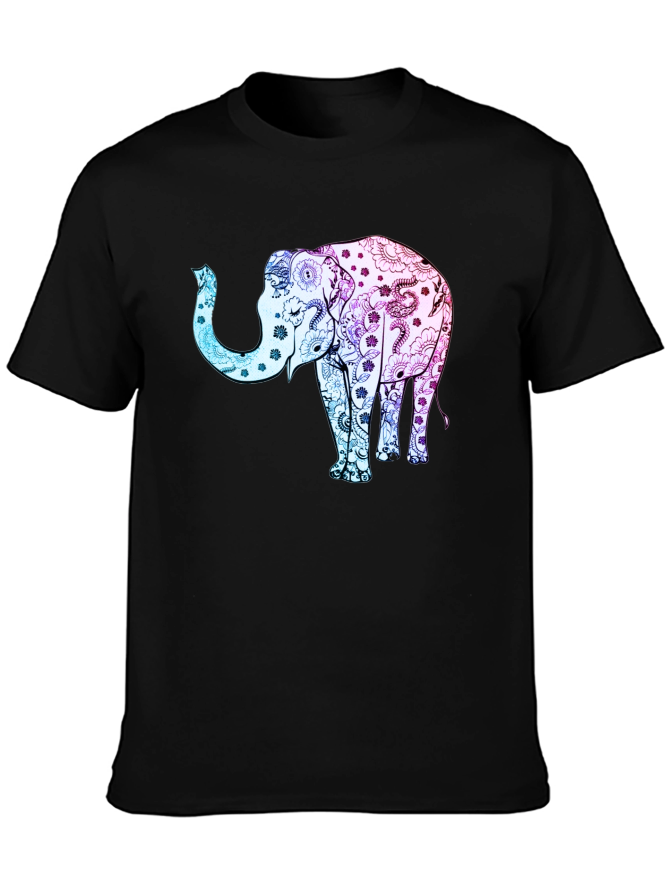 Elephant Print Black T-Shirt