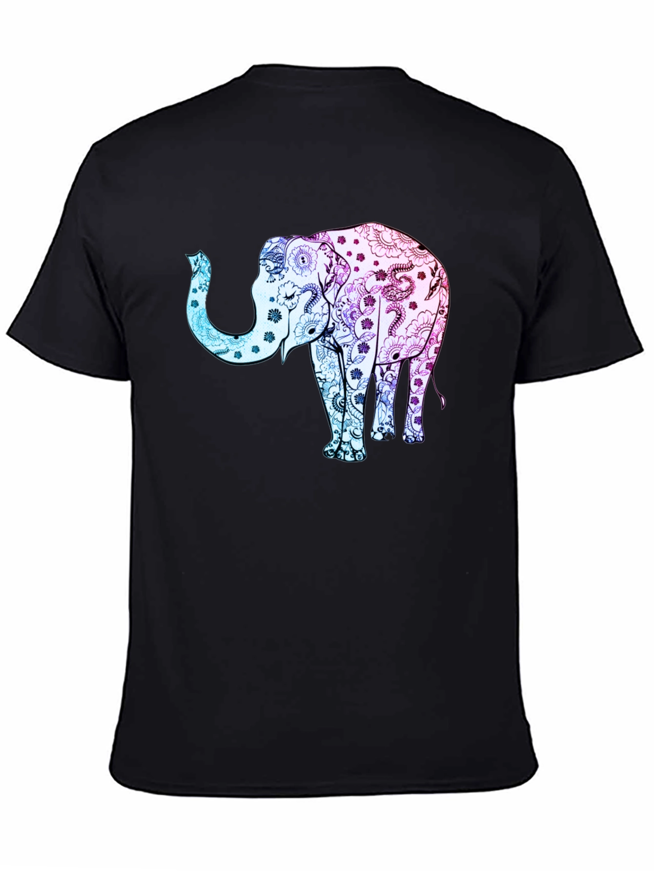 Elephant Print Black T-Shirt
