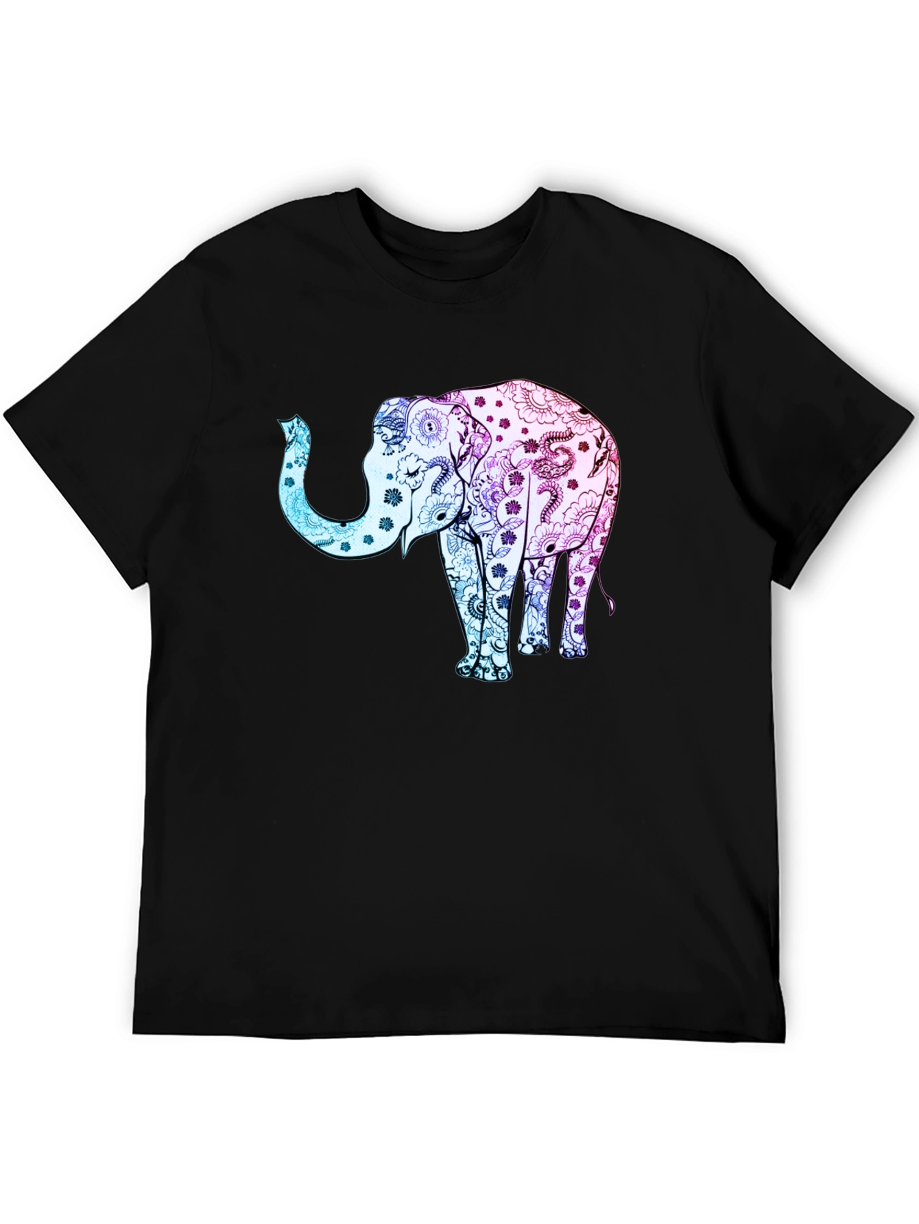 Elephant Print Black T-Shirt