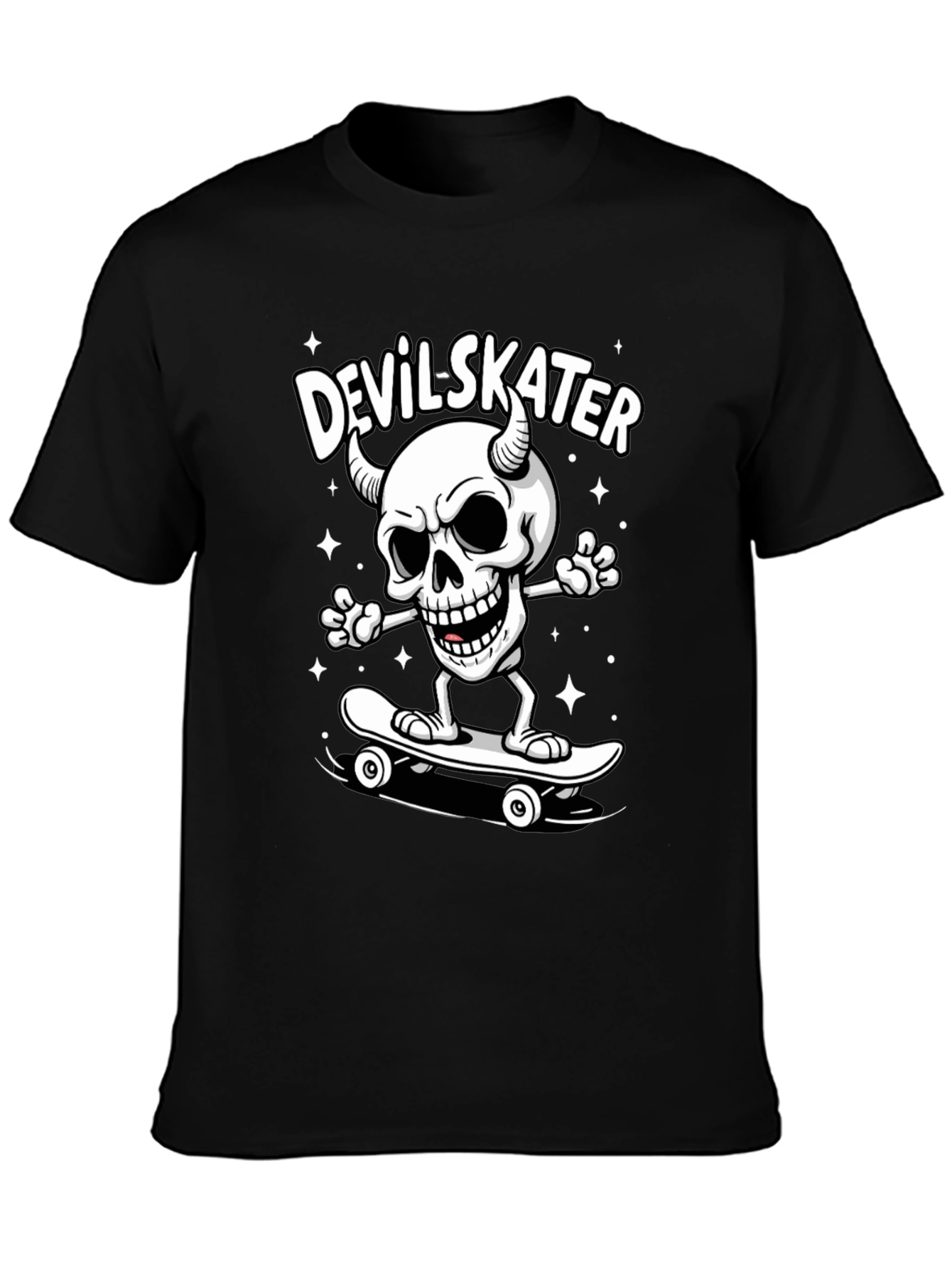 Devil Skater Graphic Tee - Black Cotton T-Shirt