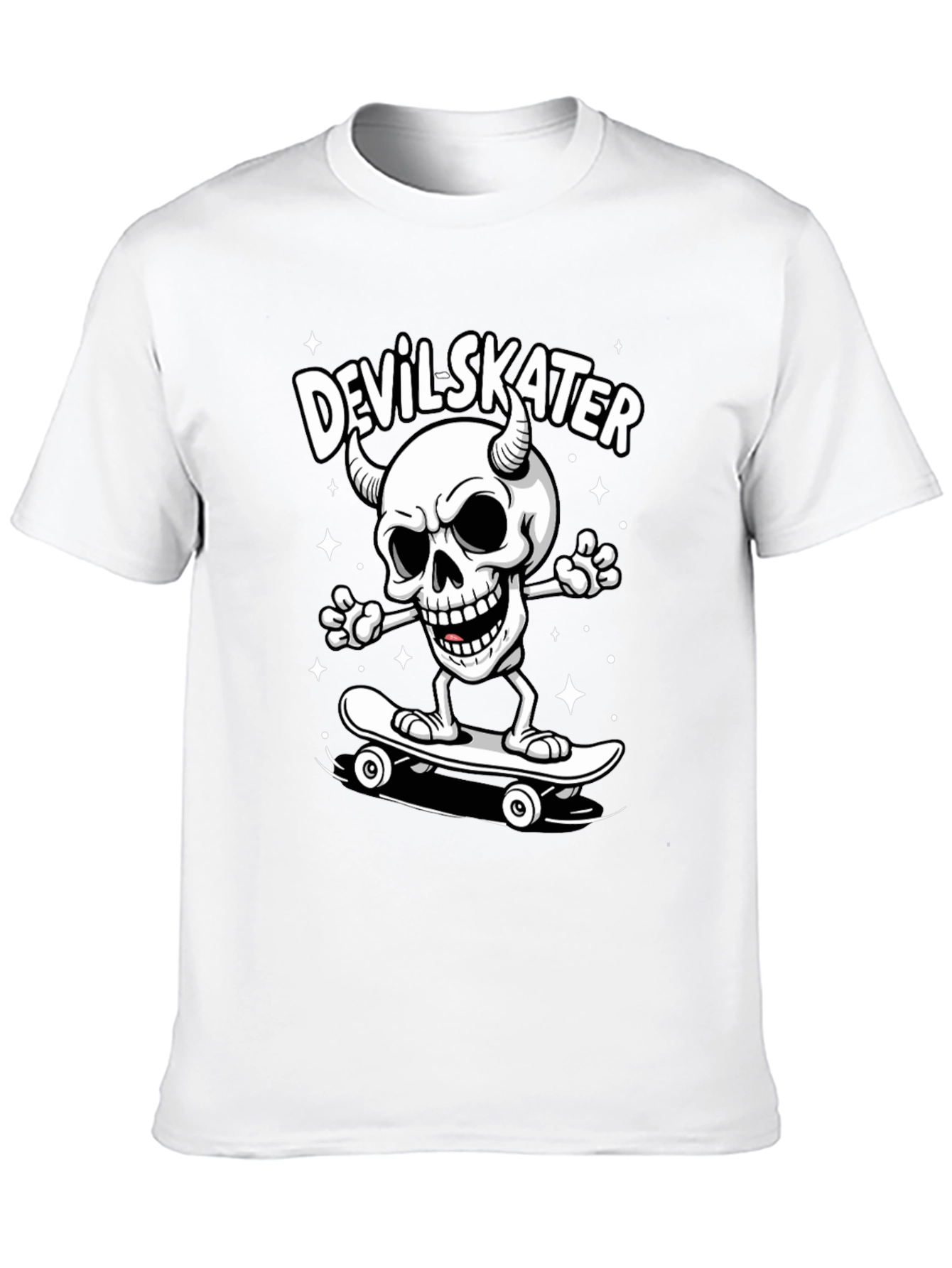 Devil Skater Graphic Tee - Black Cotton T-Shirt