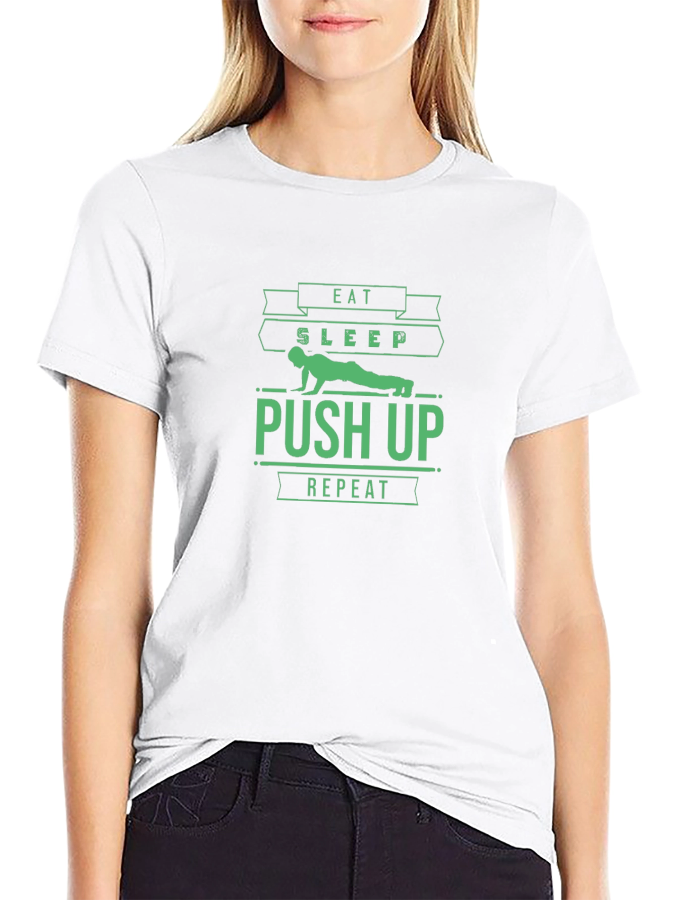 Eat Sleep Push Up Repeat Black T-Shirt