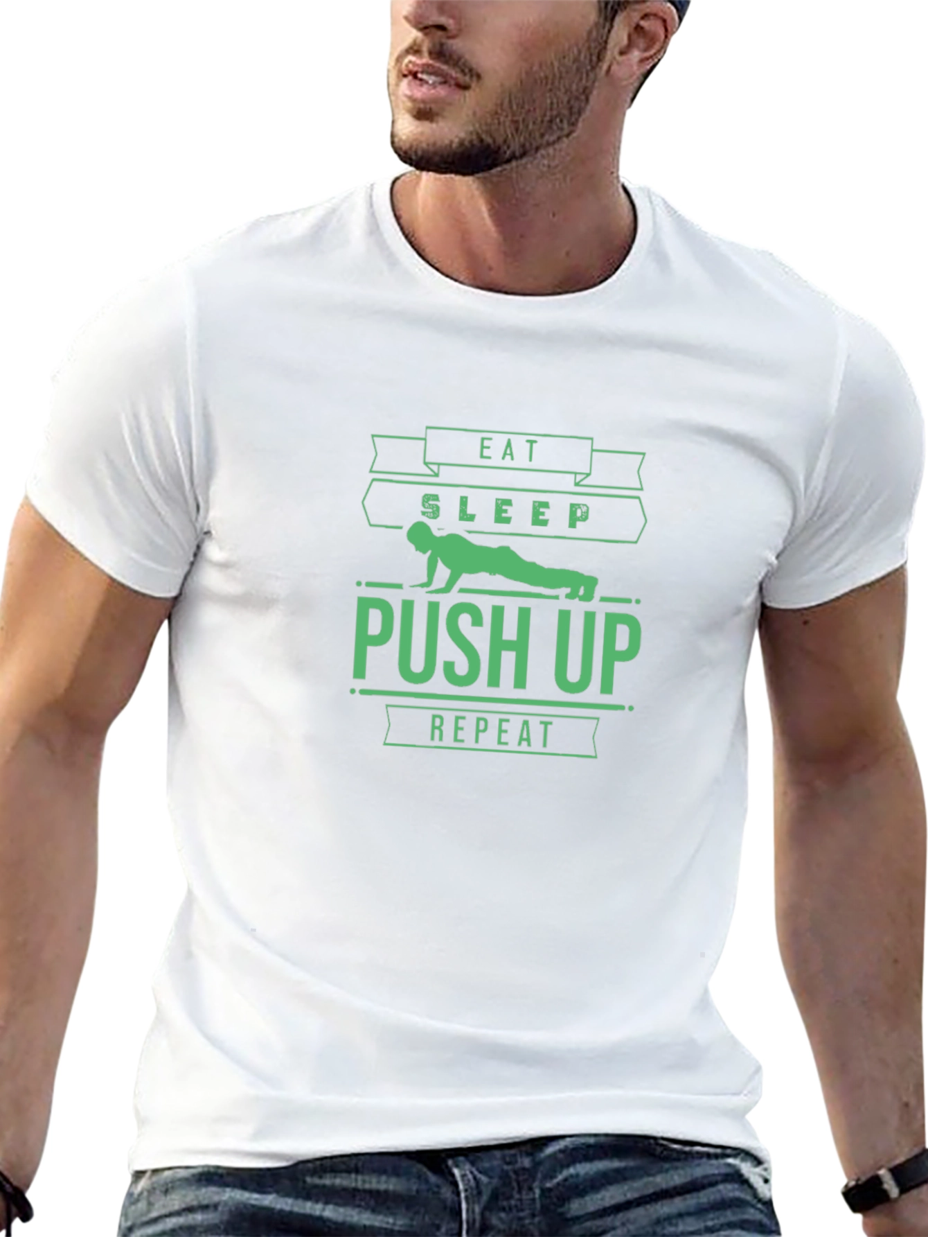 Eat Sleep Push Up Repeat Black T-Shirt